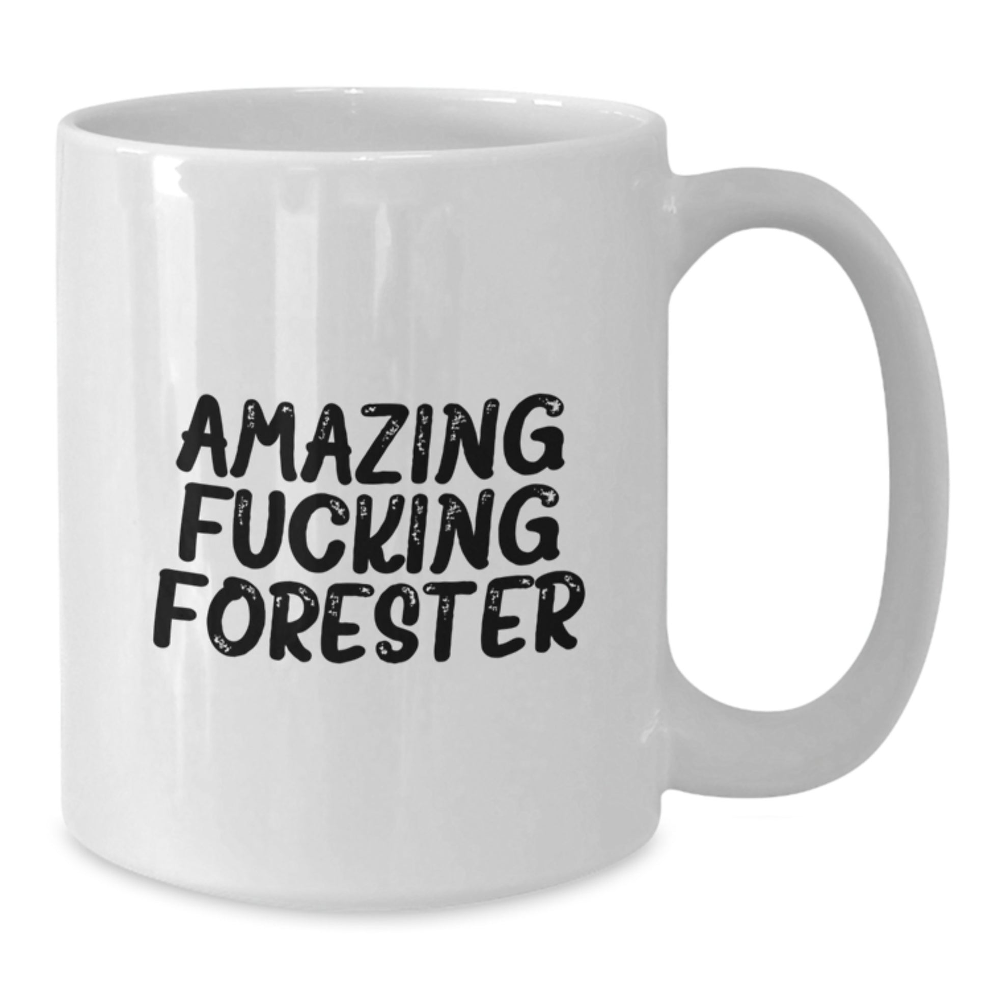 Funny Forester Gifts, White Coffee Mug, Christmas Unique Presents, Gifts from Friends for Forester Lovers, 'Amazing F--king Forester' Quote - Additional
