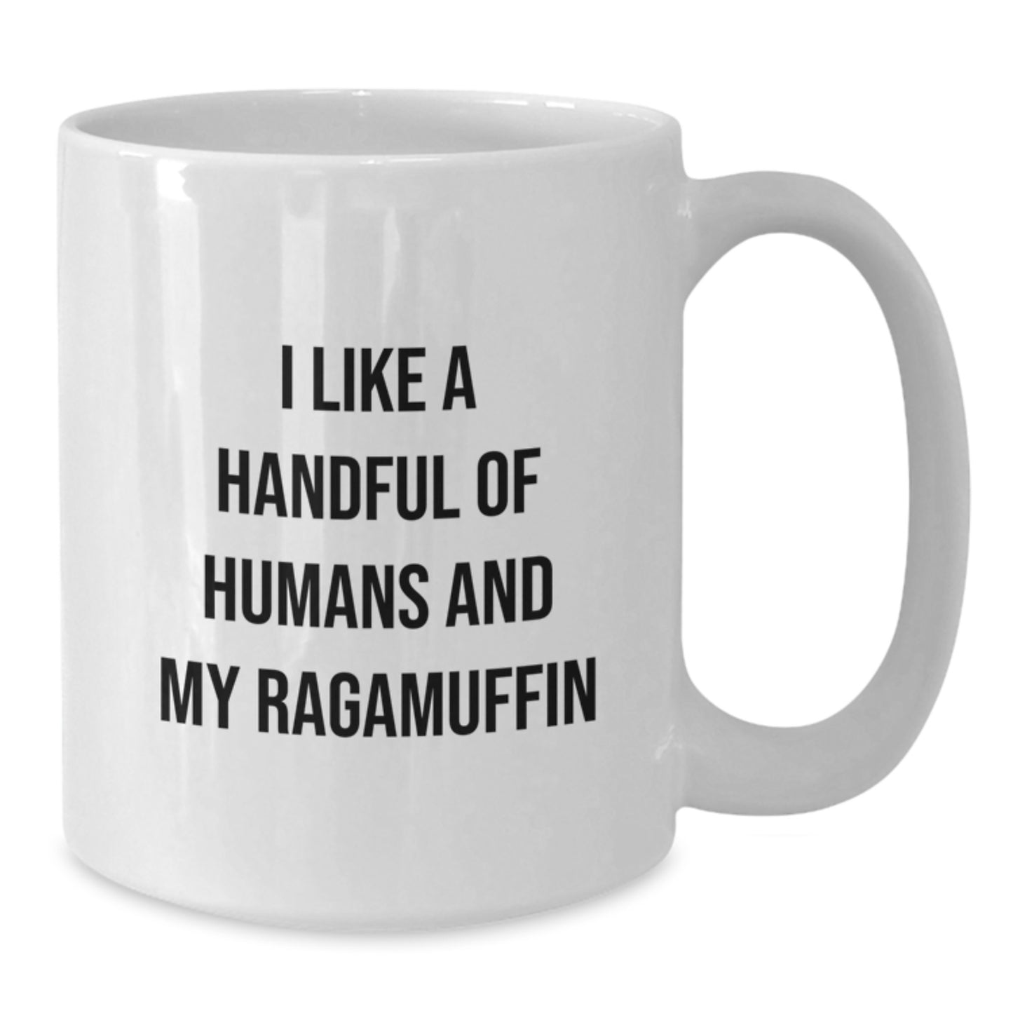 Funny Ragamuffin Cat Gifts for Men - White Coffee Mug from Friends - 'I Like A Handful Of Humans And My Ragamuffin' - Christmas Unique Gifts - Additional