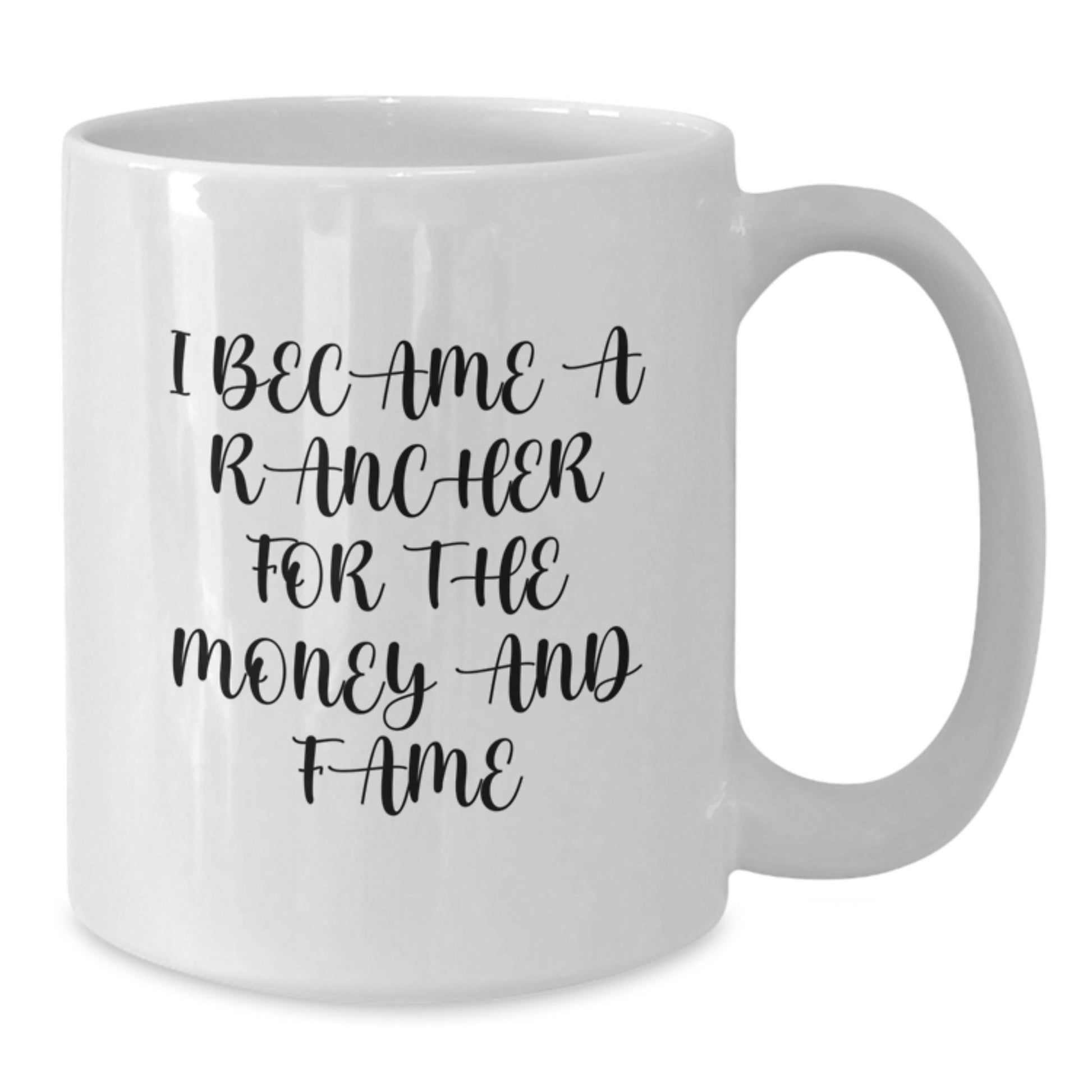 Funny Rancher Gifts for Men from Friends, White Coffee Mug 15oz with 'I Became A Rancher For The Money And Fame' Quote, Perfect Unique Christmas Unique Gifts - Additional