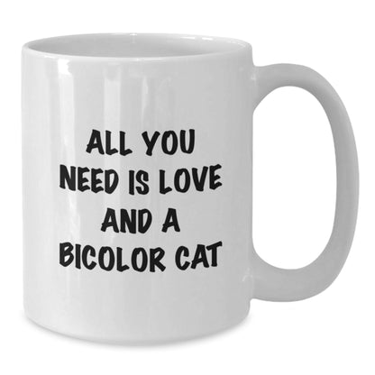 Funny Bicolor Cat Gifts from Friends, White Coffee Mug for Bicolor Cat Lovers, Birthday Unique Gifts - Additional