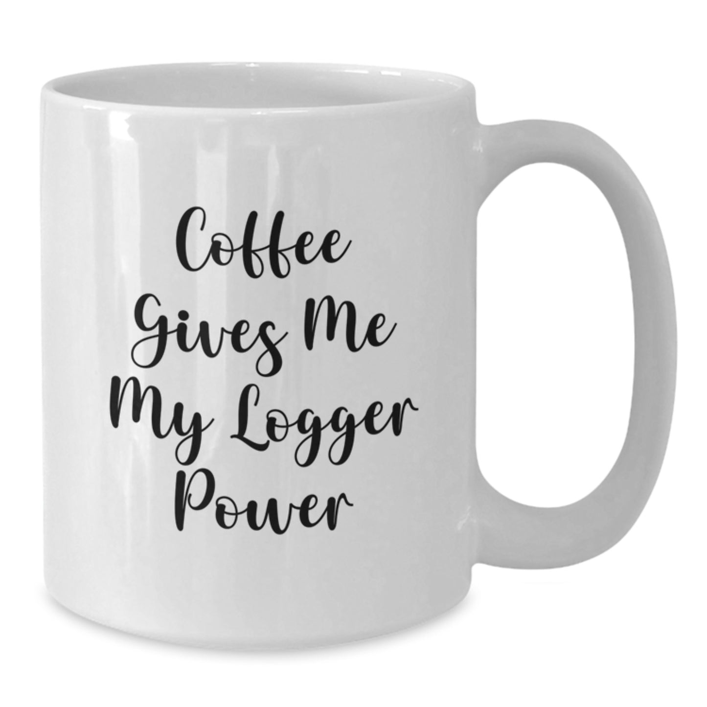 Logger's Power Mug, Funny Coffee Gifts for Birthday, White Ceramic Mugs from Friends, 'Coffee Gives Me My Logger Power' Quote, Gifts for Logger Enthusiasts - Additional