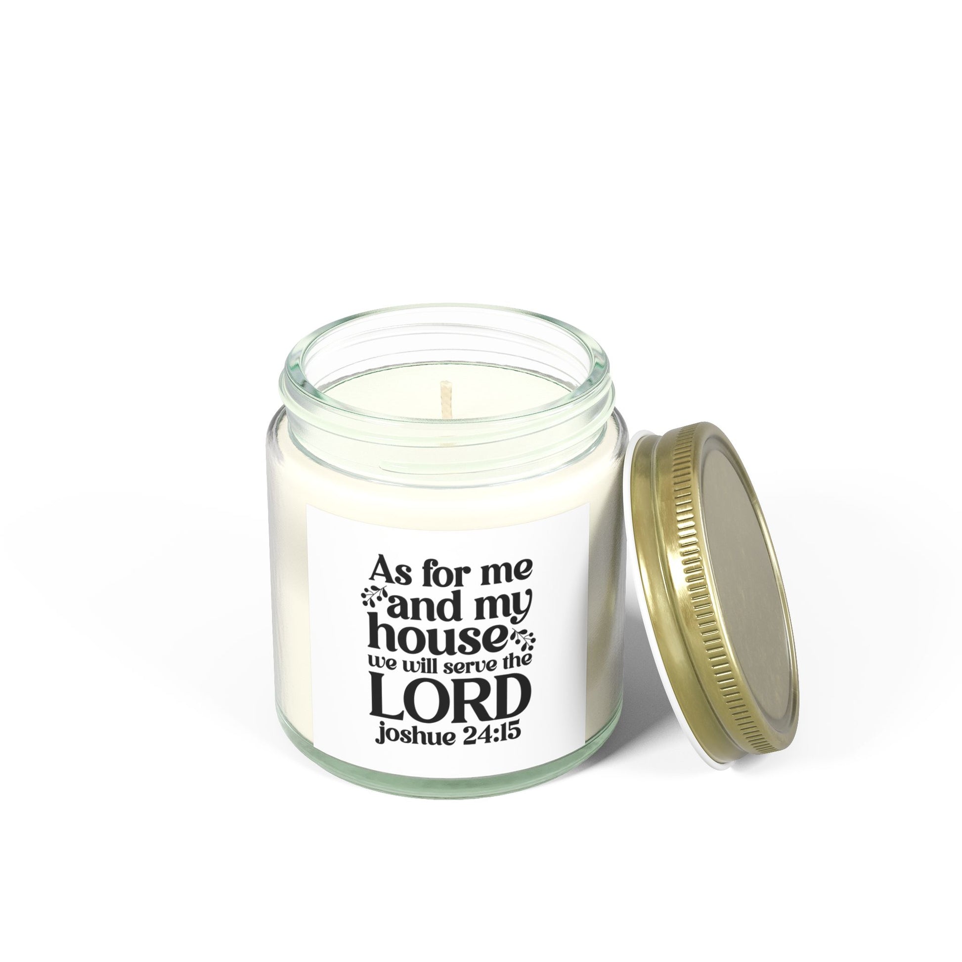 As For Me And My House We Will Serve The Lord Joshua 24:15, Coconut Apricot Wax, Bible Verse Scented Candle - Victory Thru Vision 