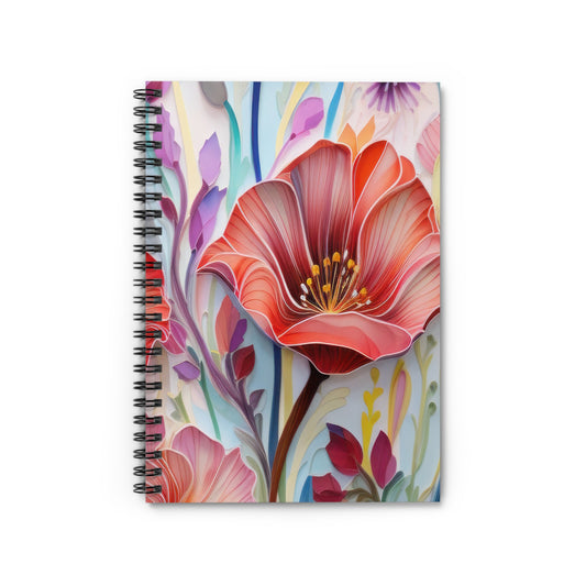 Red Lily Spiral Notebook - Ruled Line, Floral Journal, Sketchbook, Floral Stationery, Nature Inspired Gift, College Student Notebook - Victory Thru Vision 