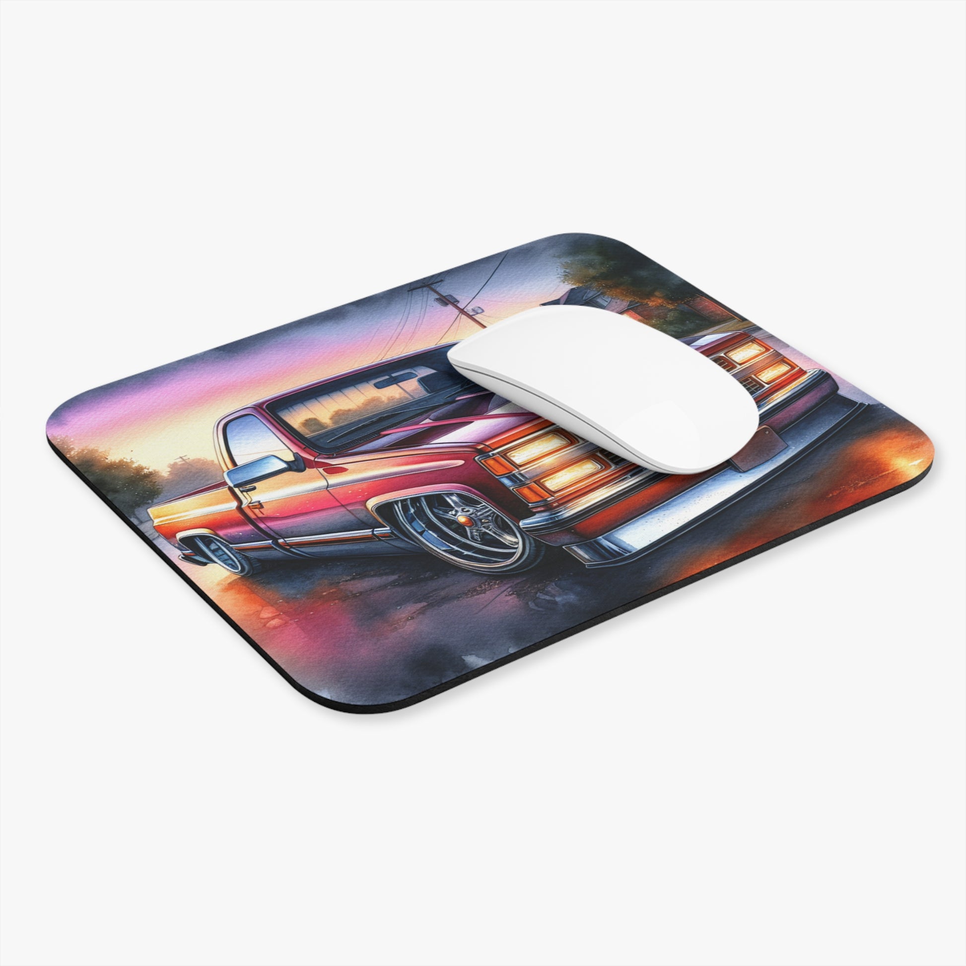 1990 Chevy Truck Mouse Pad, Retro Auto Desk Decor, Gamer Accessory, Gift for Car Lovers, Office Home Accessories - Victory Thru Vision 