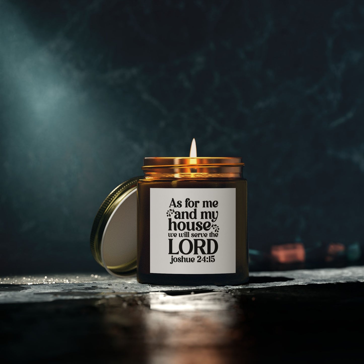 As For Me And My House We Will Serve The Lord Joshua 24:15, Coconut Apricot Wax, Bible Verse Scented Candle - Victory Thru Vision 