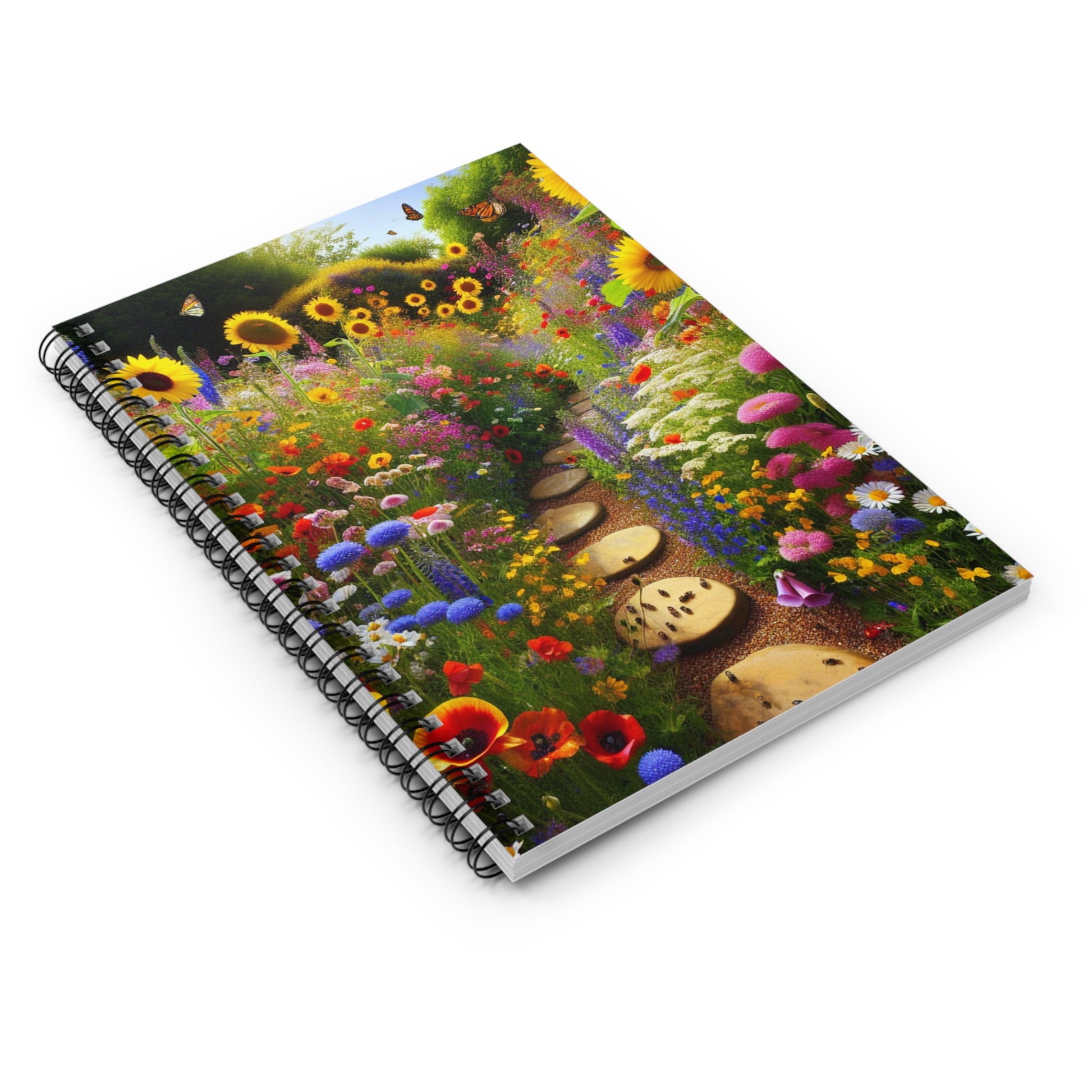 Wildflower Garden Notebook, Floral Journal, Botanical Notepad, Nature Lover Gift, Lined Paper Notebook, Gardening - Victory Thru Vision 
