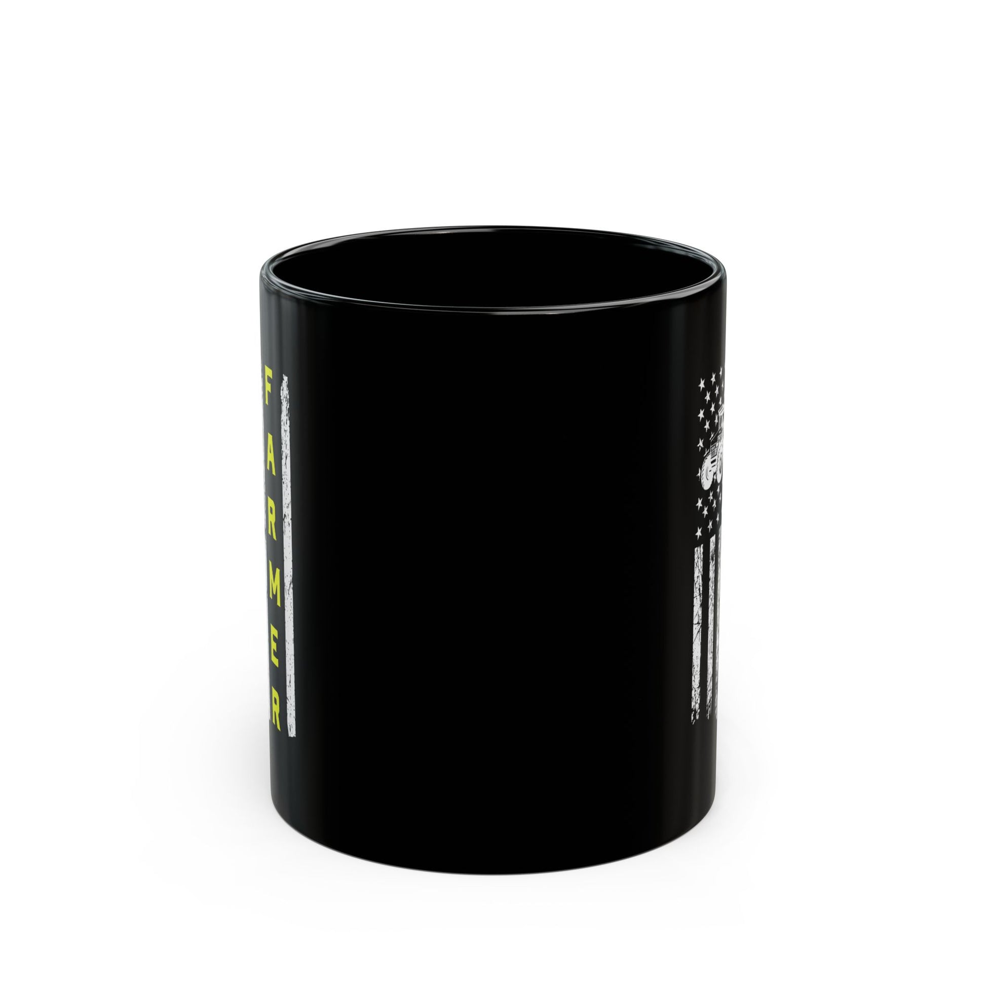 Patriotic Famer Coffee Mug, Farmer USA Flag Patriotic Farm Tractors Farming, Black Coffee Cup Gift for Farmers, Patriotic Ceramic Tea Mug, Farmhouse - Victory Thru Vision 