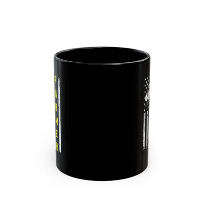 Patriotic Famer Coffee Mug, Farmer USA Flag Patriotic Farm Tractors Farming, Black Coffee Cup Gift for Farmers, Patriotic Ceramic Tea Mug, Farmhouse - Victory Thru Vision 