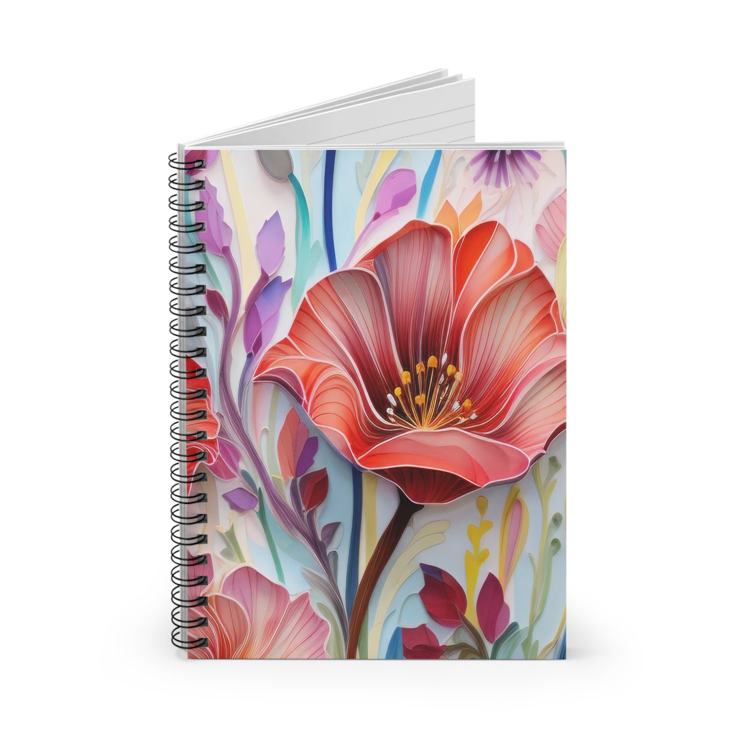 Red Lily Spiral Notebook - Ruled Line, Floral Journal, Sketchbook, Floral Stationery, Nature Inspired Gift, College Student Notebook - Victory Thru Vision 