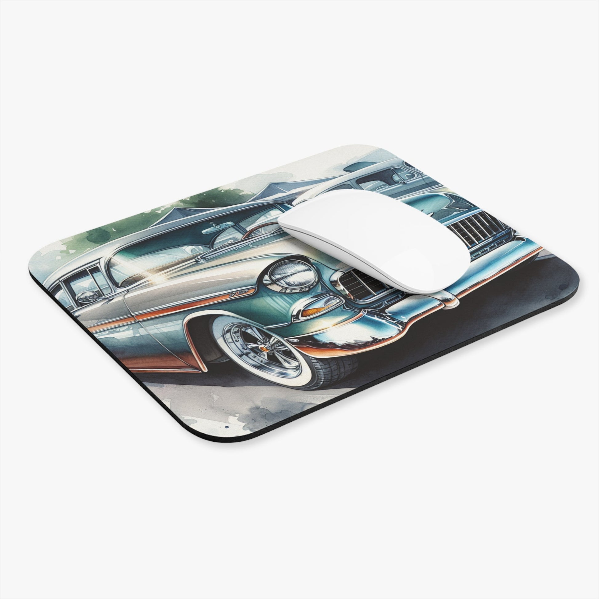 1955 Chevy Bel Air Mouse Pad - Classic Auto Art for Car Enthusiasts, Desk Accessory, Office Decor, Gift Idea, Retro Style - Victory Thru Vision 