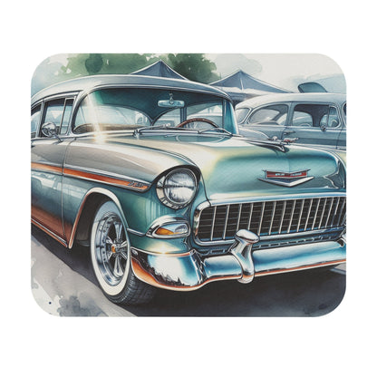 1955 Chevy Bel Air Mouse Pad - Classic Auto Art for Car Enthusiasts, Desk Accessory, Office Decor, Gift Idea, Retro Style - Victory Thru Vision 