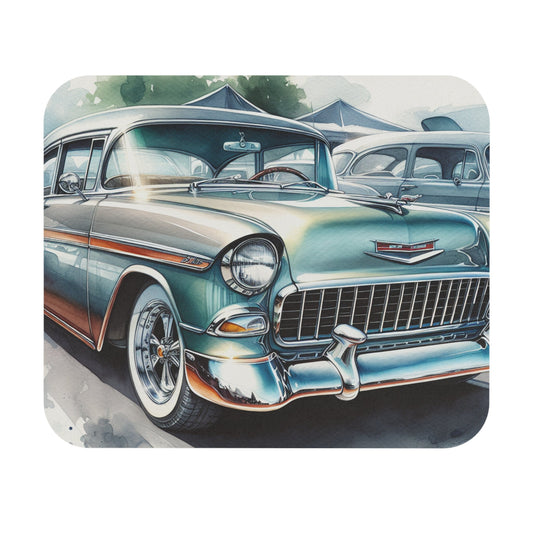 1955 Chevy Bel Air Mouse Pad - Classic Auto Art for Car Enthusiasts, Desk Accessory, Office Decor, Gift Idea, Retro Style - Victory Thru Vision 
