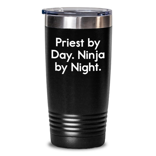 Funny Priest Gifts from Friends for Men - Priest By Day. Ninja By Night. Black 20oz/30oz Tumbler - Main