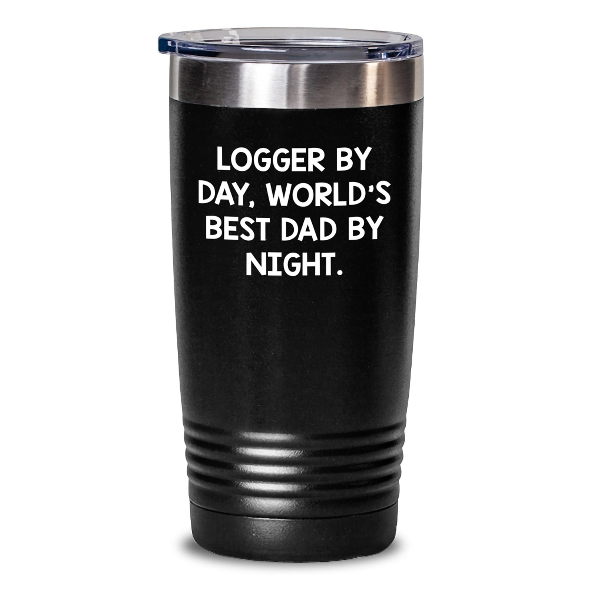 Funny Logger Gifts from Men for Logger Dad, Logger By Day, World's Best Dad Tumbler, Christmas Unique Gifts - Main