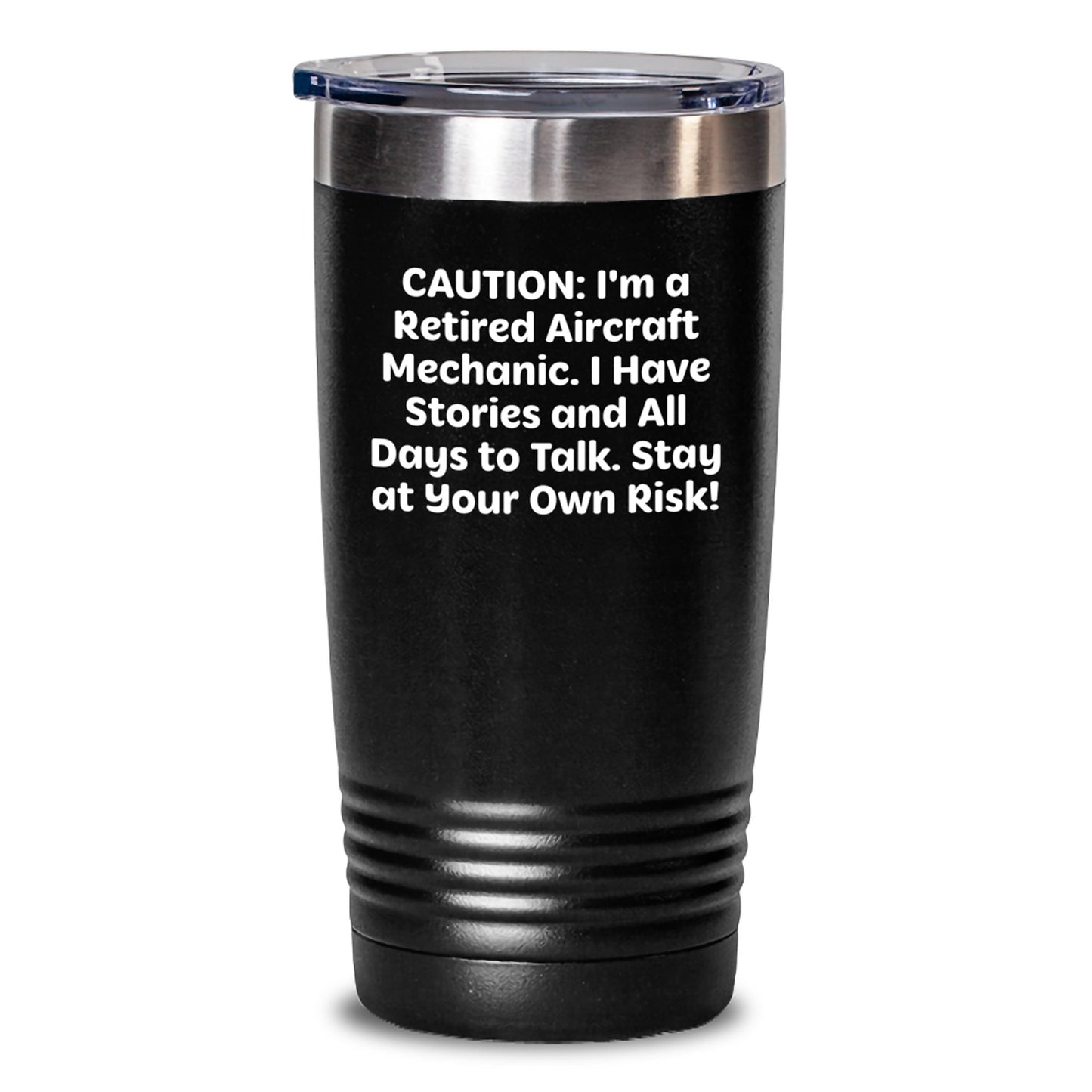 Aircraft Mechanic Humor Funny Gifts from Friends for Men Women Coworkers, Stay At Your Own Risk! Funny Tumbler, Christmas Unique - Main