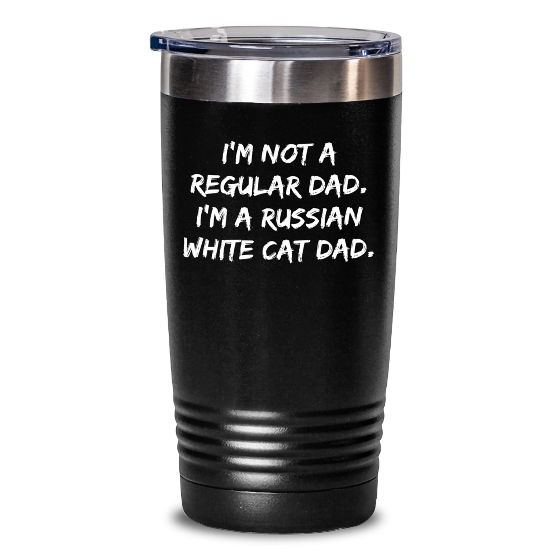 Funny Russian White Cat Dad Gifts from Men to Russian White Cat Lovers on Birthday - Unique Tumbler for Him, Her, Friends, Coworkers, Family - Main