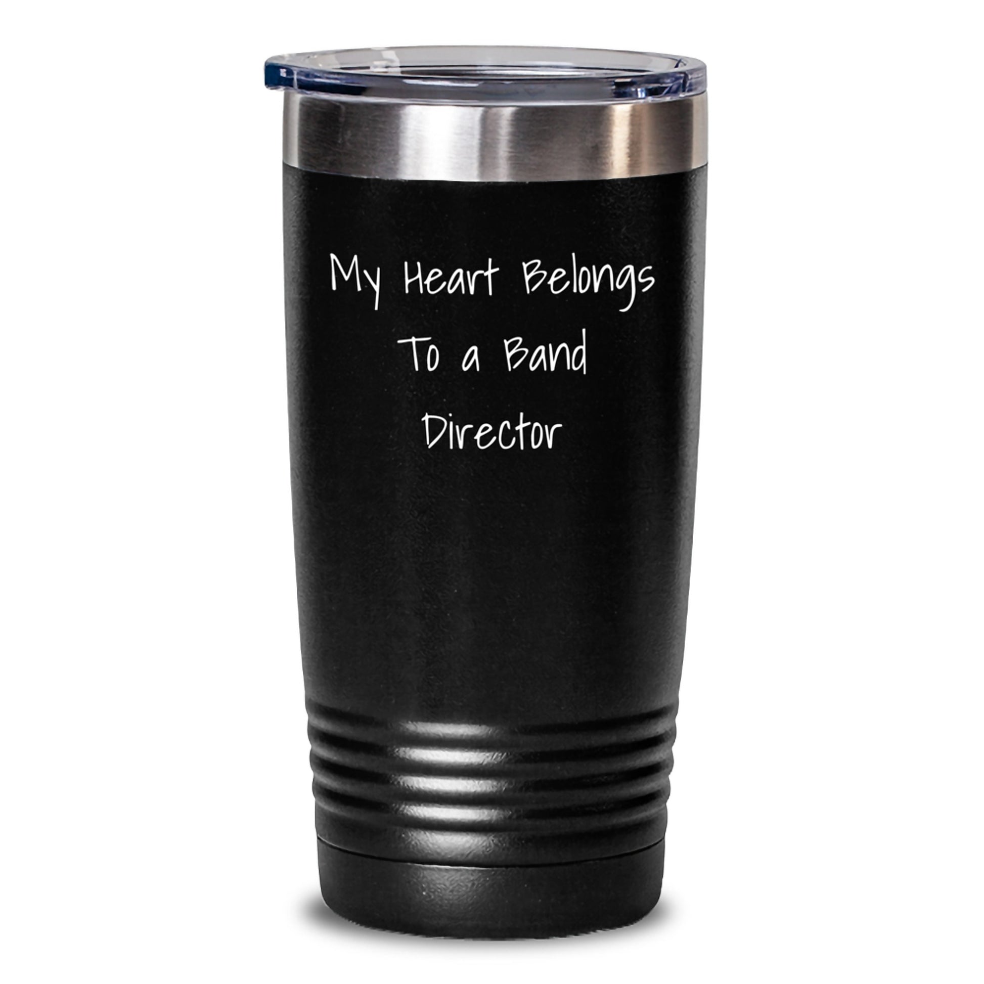 Funny Band Director Gifts from Friends - 'My Heart Belongs To A Band Director' Tumbler for Birthday - Main