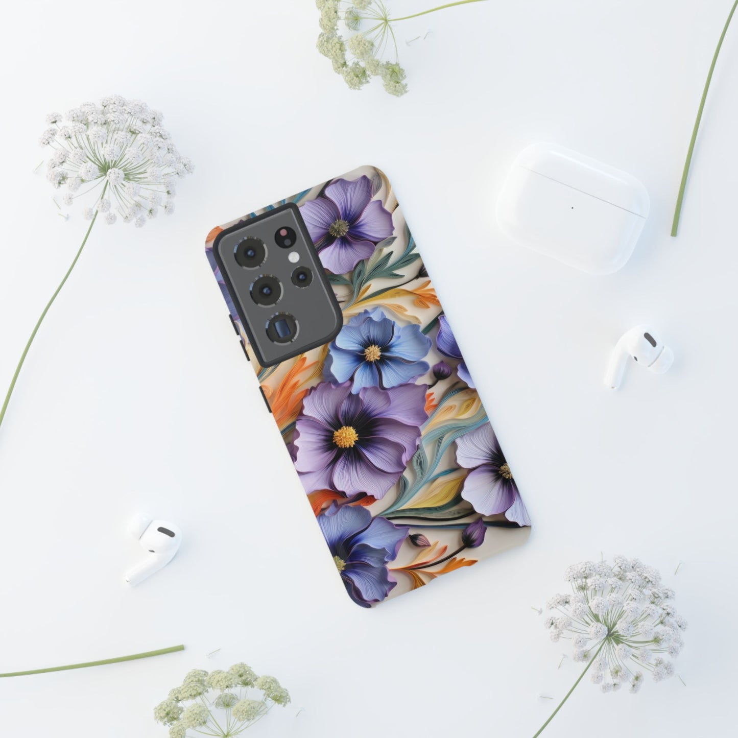 Tough Cases, Cosmos Flower Phone Cover, Floral Phone Case, Protective Phone Shell, Botanical Phone Skin, Flower Pattern