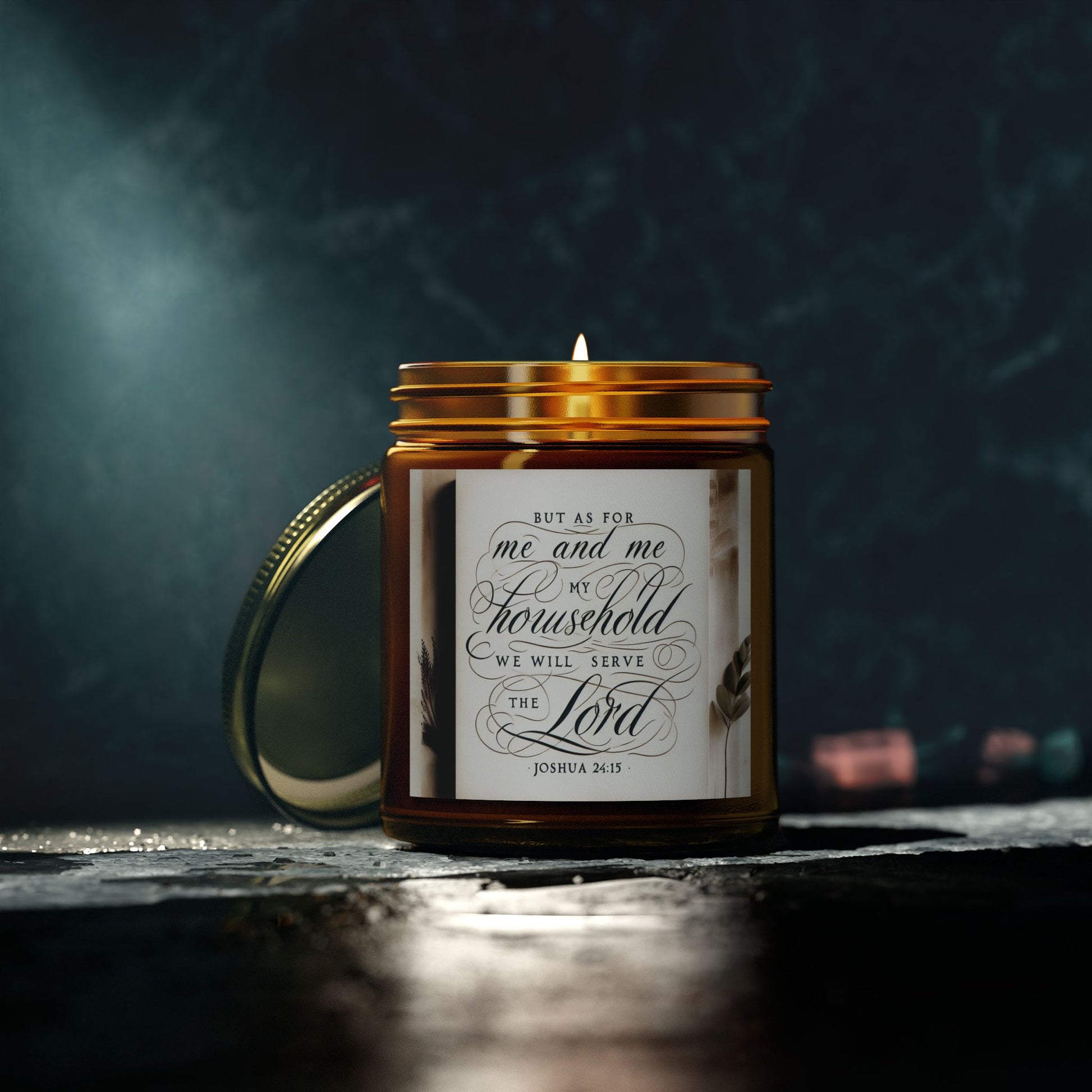 But As For Me and My House We Will Serve The Lord Scented Candles, Inspirational Quote Candle, Christian Home Decor, Religious Gift, John 24:15 Bible Verse Candle, Religious Candle - Victory Thru Vision 