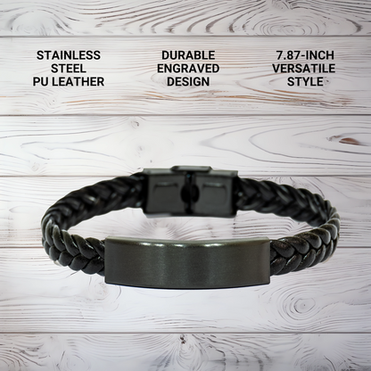 'Border Collie Lover And Proud Of It!' Unique Gifts for Border Collie Dog Lovers - Interlaced Leather Bracelet for Men - Father's Day Unique Gifts from Family - Image 3