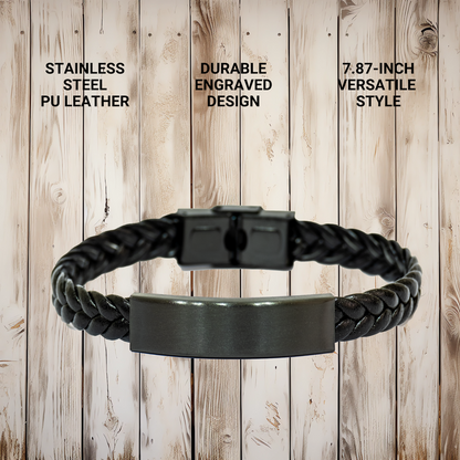 'Border Collie Lover And Proud Of It!' Unique Gifts for Border Collie Dog Lovers - Interlaced Leather Bracelet for Men - Father's Day Unique Gifts from Family - Image 4