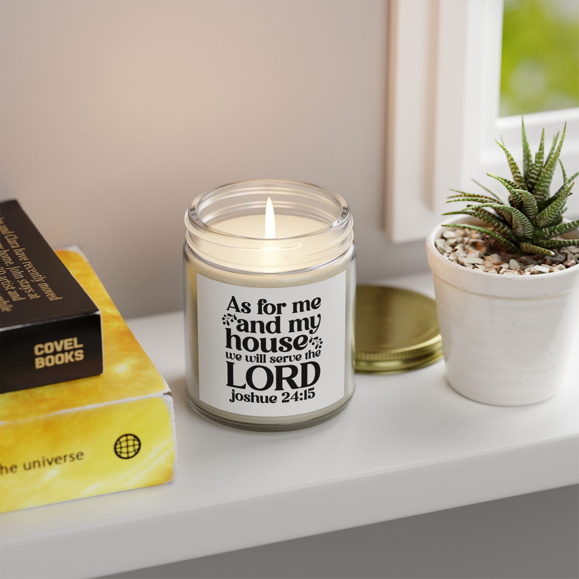 As For Me And My House We Will Serve The Lord Joshua 24:15, Coconut Apricot Wax, Bible Verse Scented Candle - Victory Thru Vision 