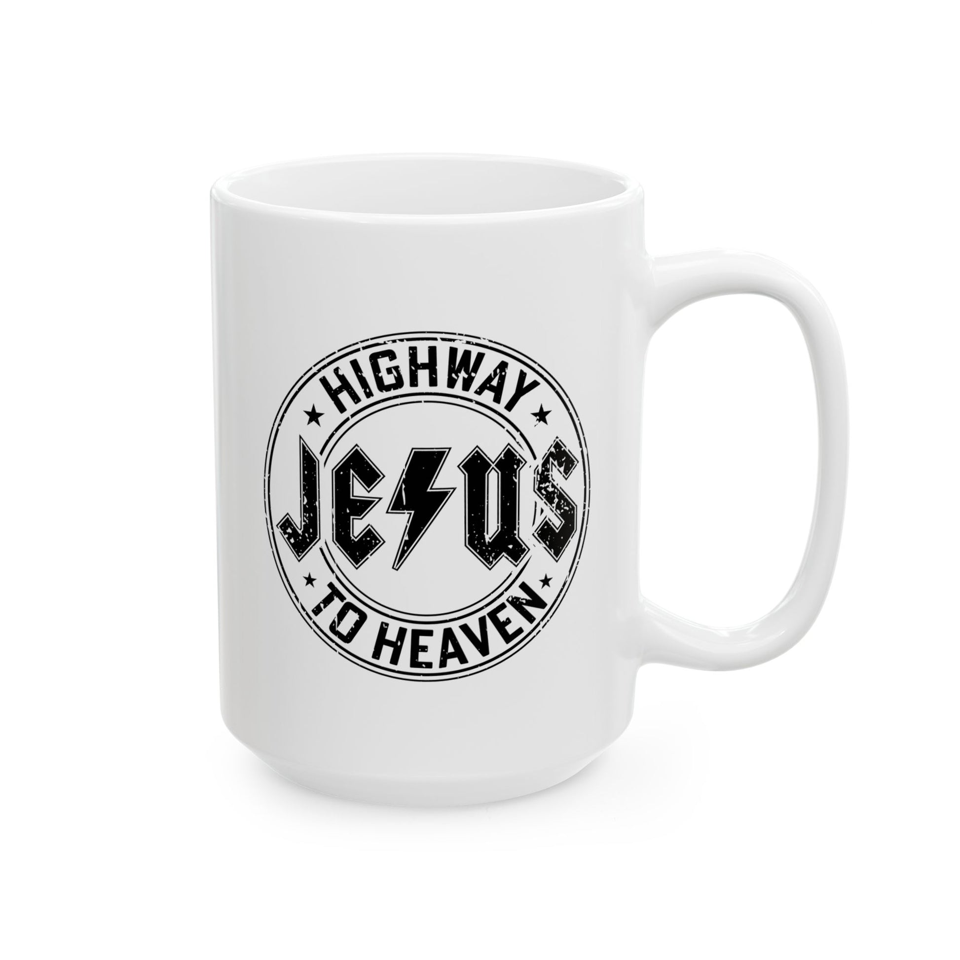 Religious Mug, Jesus Highway To Heaven, Christian Coffee Cup, Faith Ceramic Mug, Inspirational Tea Mug, Religious Gift Mug - Victory Thru Vision 