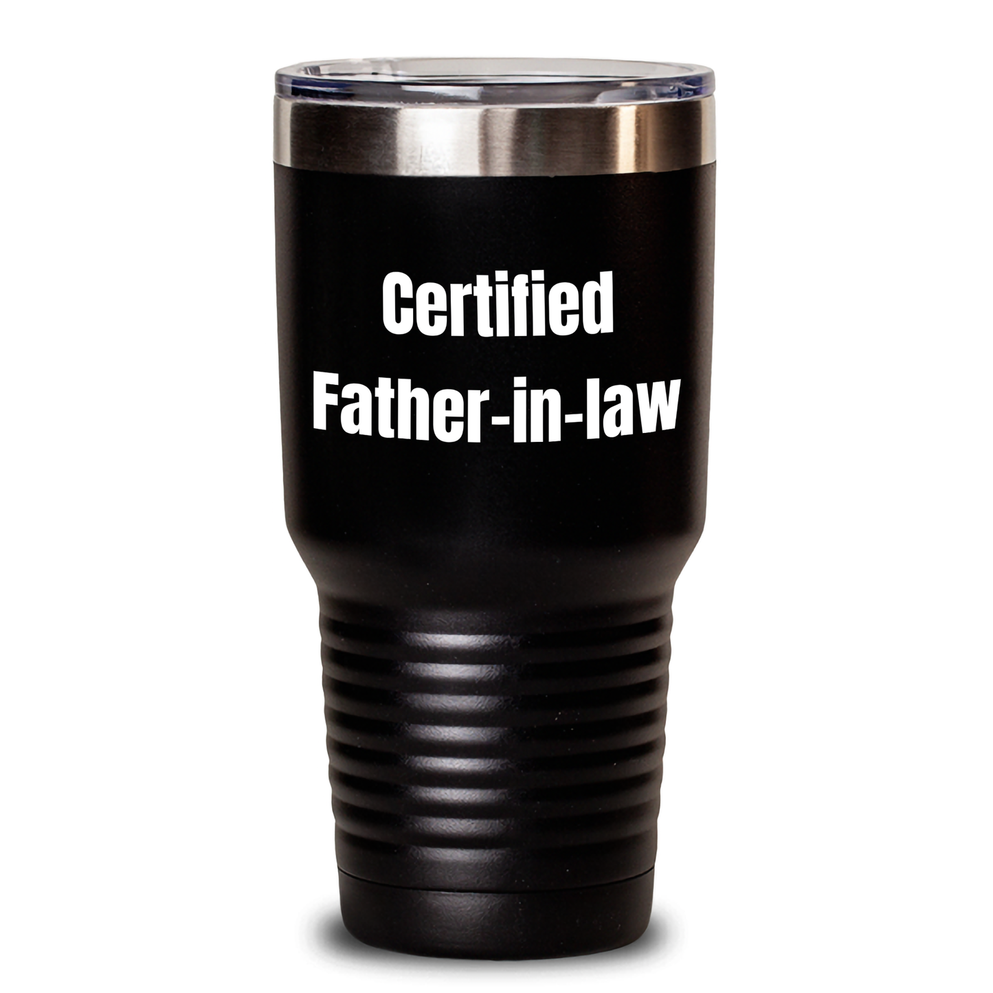 Funny Father-in-law Gifts from Men to Father-in-law on Father's Day - Certified Father-in-law Quote Tumbler, Black, 20oz or 30oz - Victory Thru Vision 