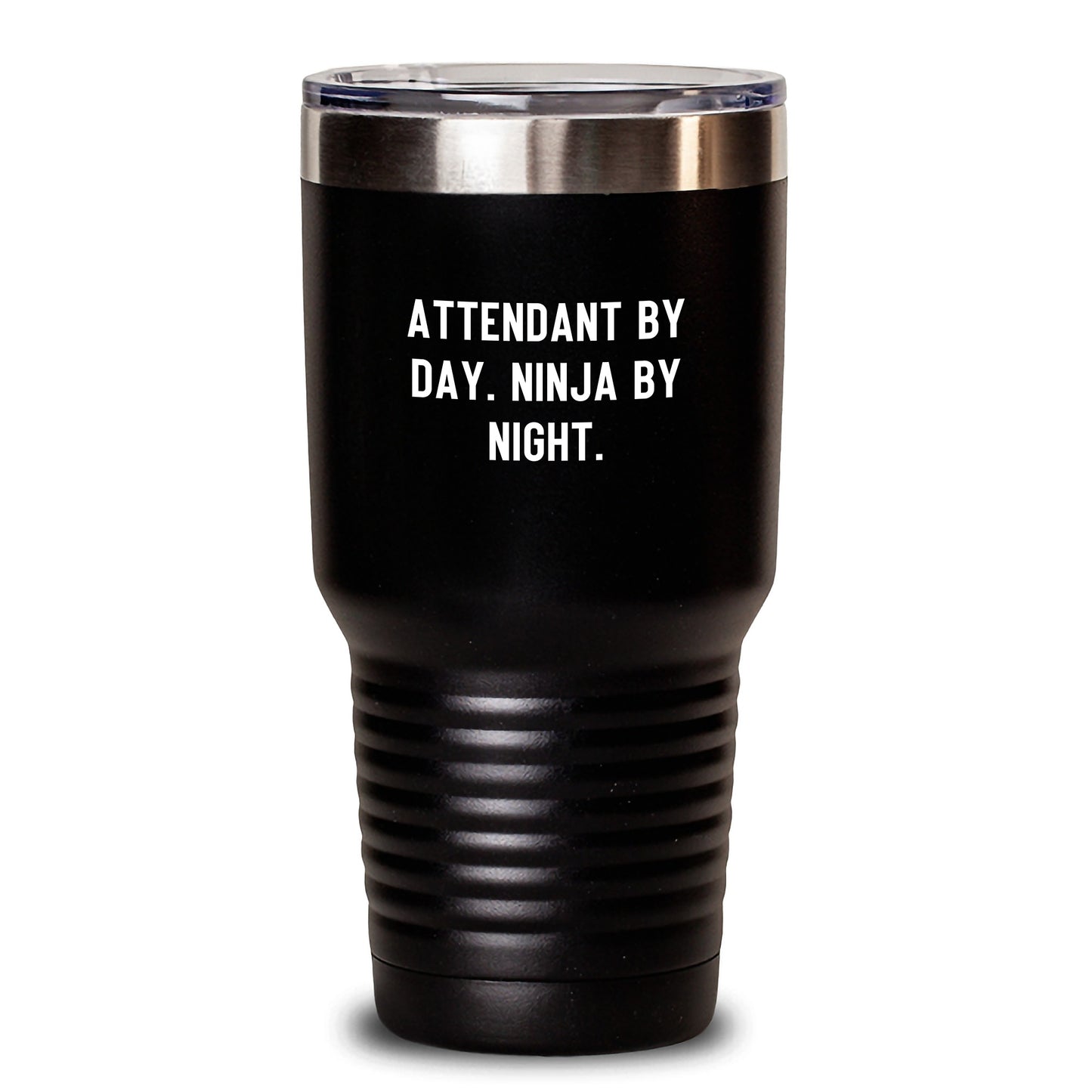 Funny Attendant Tumbler Gifts from Friends and Family, 'Attendant By Day. Ninja By Night.' Humorous Holiday Mug, Christmas Unique Gifts for Work Attendants - Main