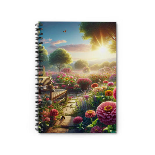 Zinnia Flower Garden, Floral Journal, College Ruled Notepad, Botanical Diary, Nature Lover Gift, Stationery - Victory Thru Vision 