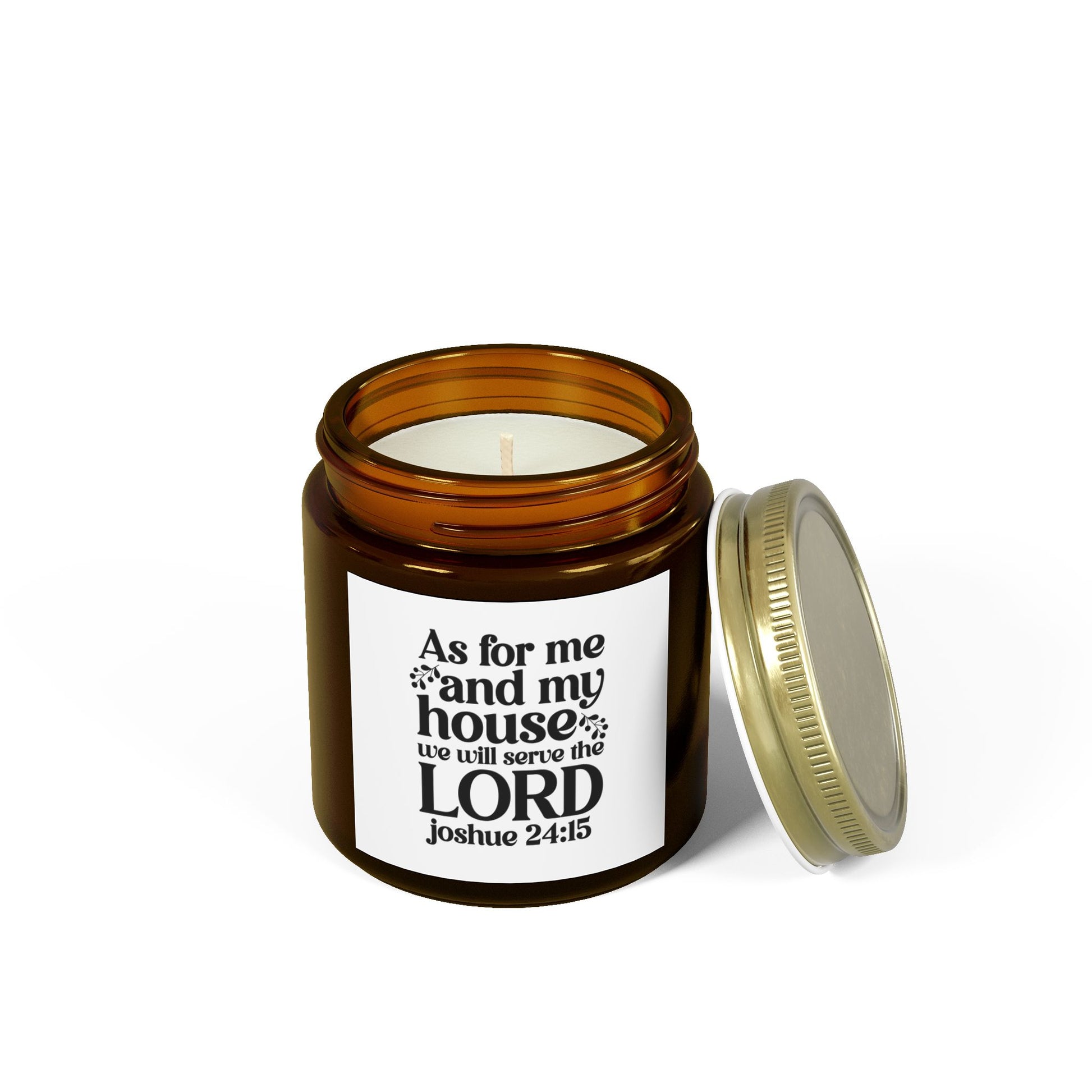 As For Me And My House We Will Serve The Lord Joshua 24:15, Coconut Apricot Wax, Bible Verse Scented Candle - Victory Thru Vision 