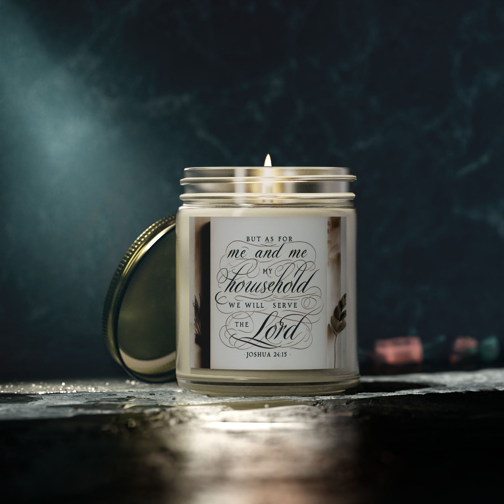 But As For Me and My House We Will Serve The Lord Scented Candles, Inspirational Quote Candle, Christian Home Decor, Religious Gift, John 24:15 Bible Verse Candle, Religious Candle - Victory Thru Vision 