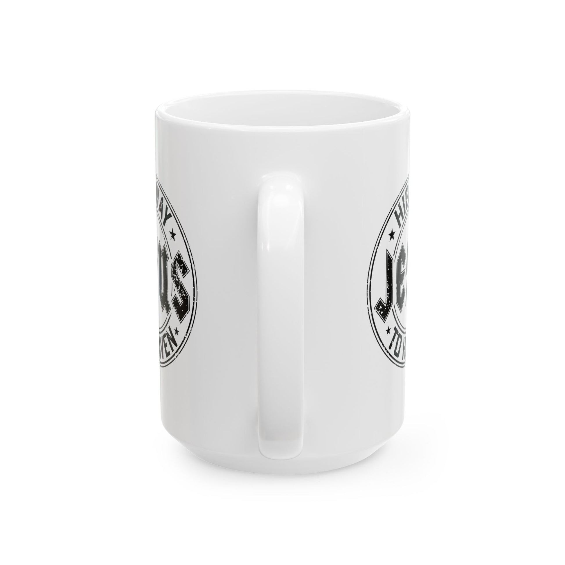 Religious Mug, Jesus Highway To Heaven, Christian Coffee Cup, Faith Ceramic Mug, Inspirational Tea Mug, Religious Gift Mug - Victory Thru Vision 
