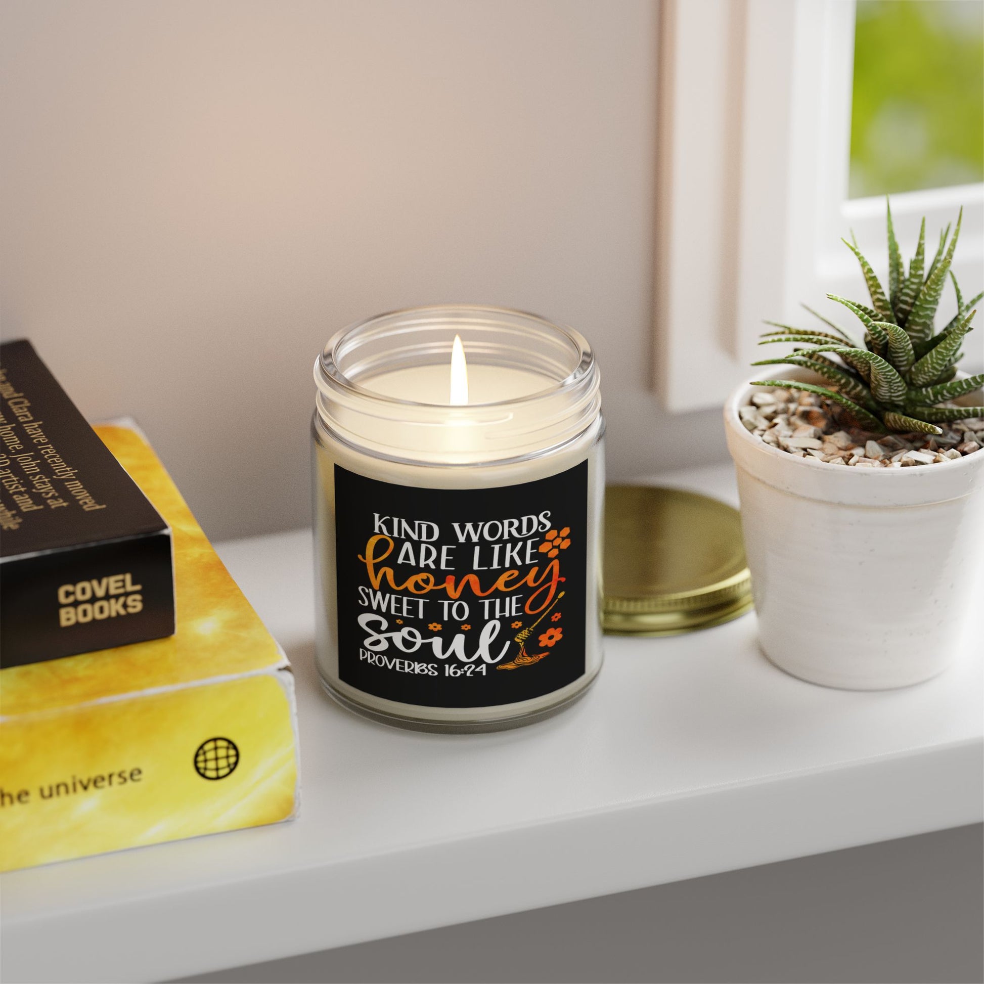 Kind Words Are Like Honey Sweet To The Soul Proverbs 24:15, Bible Verse,Scented Candle - Victory Thru Vision 