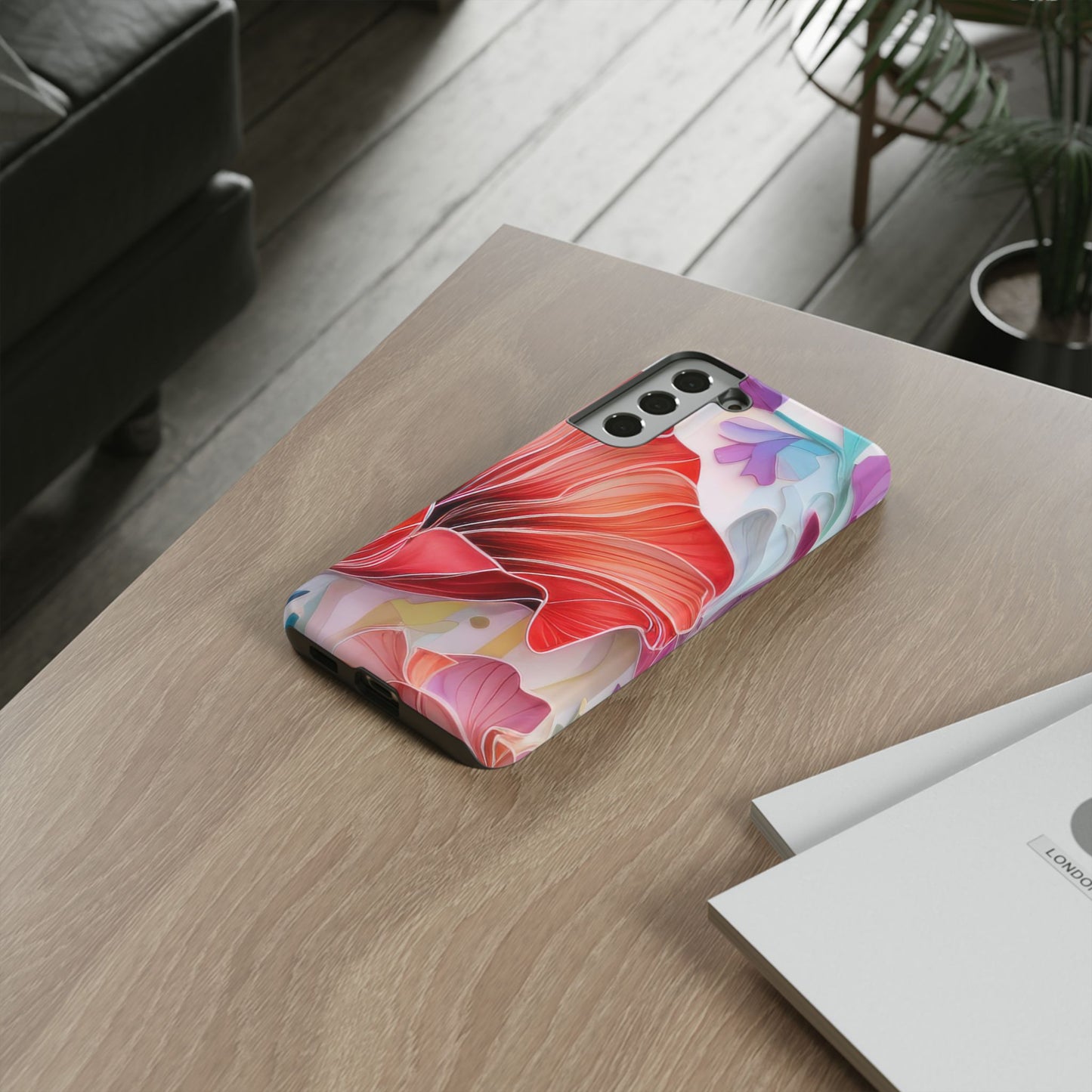 Purple Lily Tough Phone Case – Durable Floral Protective Cover for iPhone & Android
