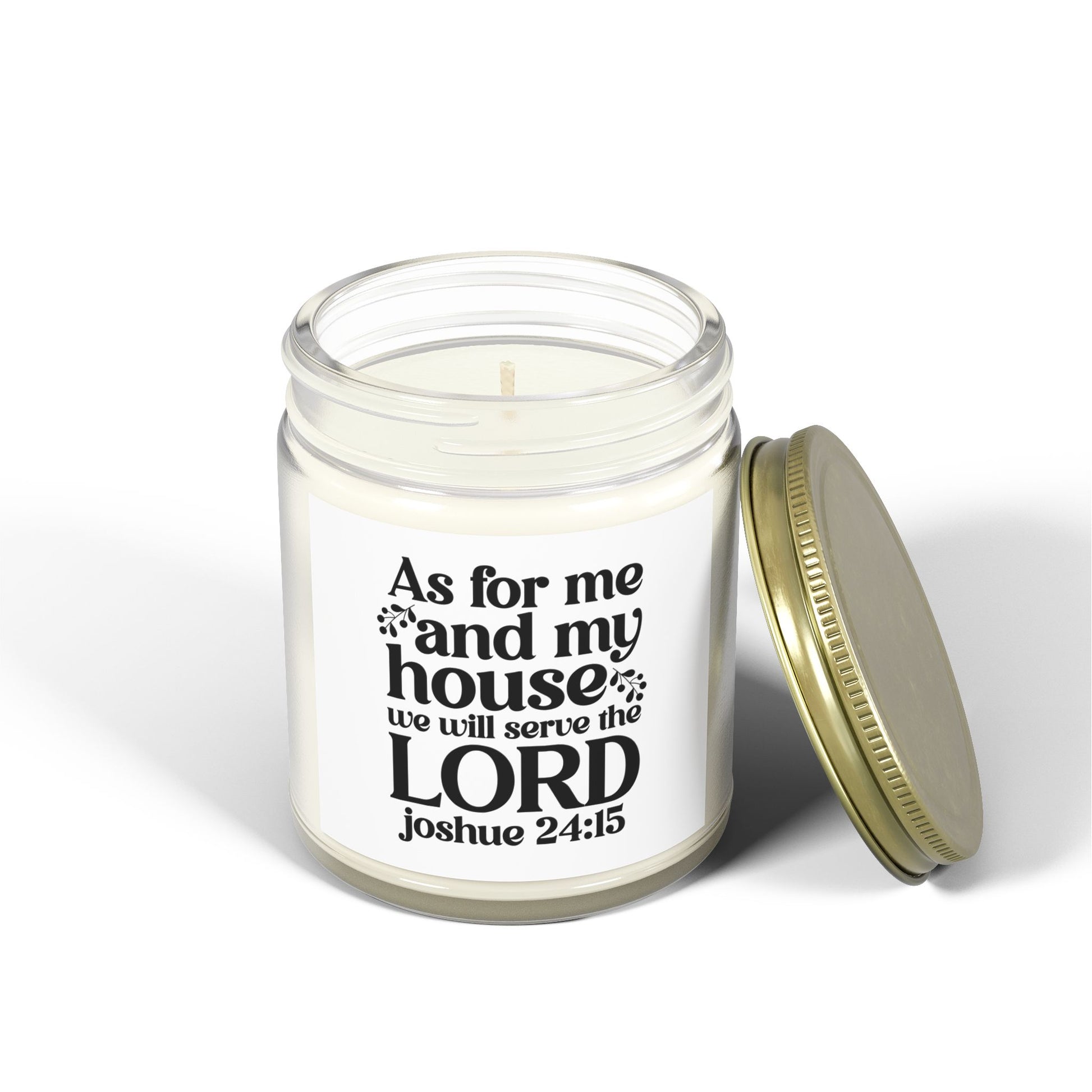 As For Me And My House We Will Serve The Lord Joshua 24:15, Coconut Apricot Wax, Bible Verse Scented Candle - Victory Thru Vision 