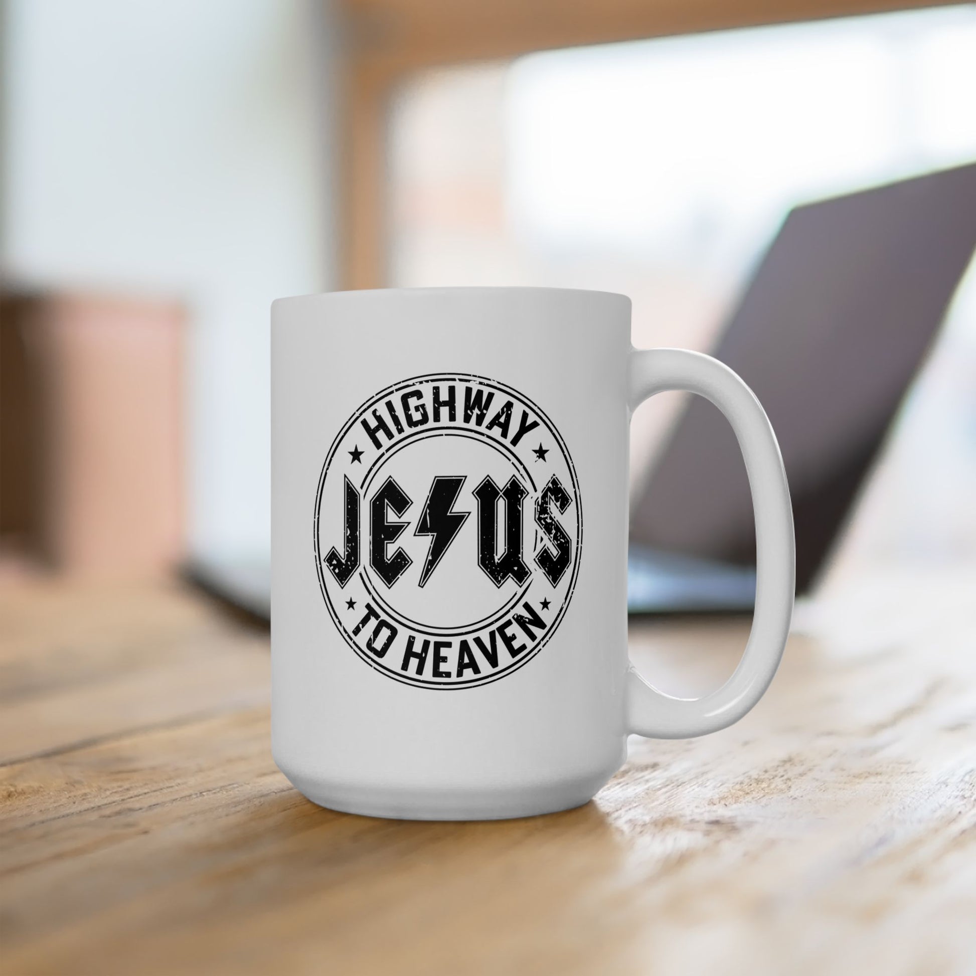 Religious Mug, Jesus Highway To Heaven, Christian Coffee Cup, Faith Ceramic Mug, Inspirational Tea Mug, Religious Gift Mug - Victory Thru Vision 