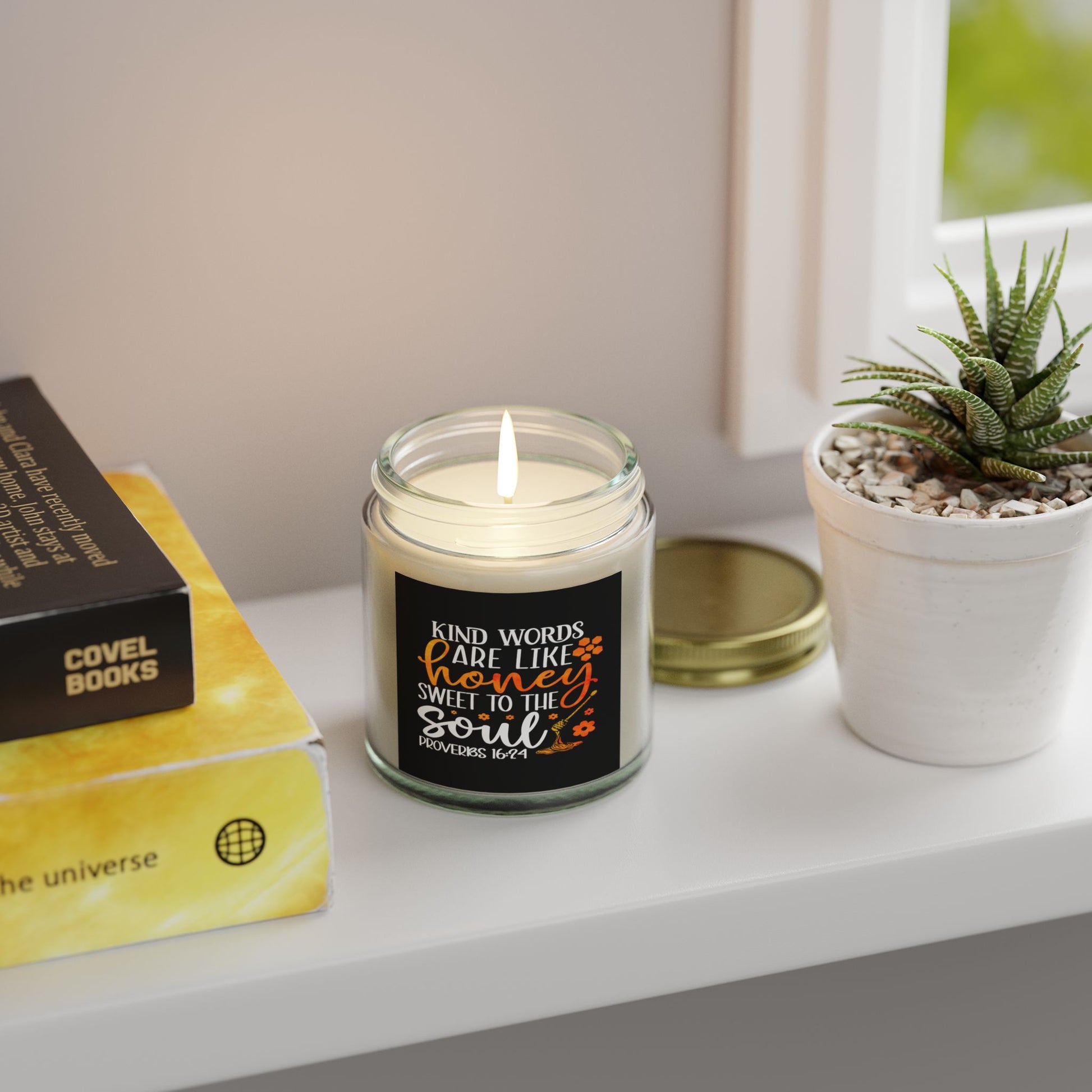 Kind Words Are Like Honey Sweet To The Soul Proverbs 24:15, Bible Verse,Scented Candle - Victory Thru Vision 