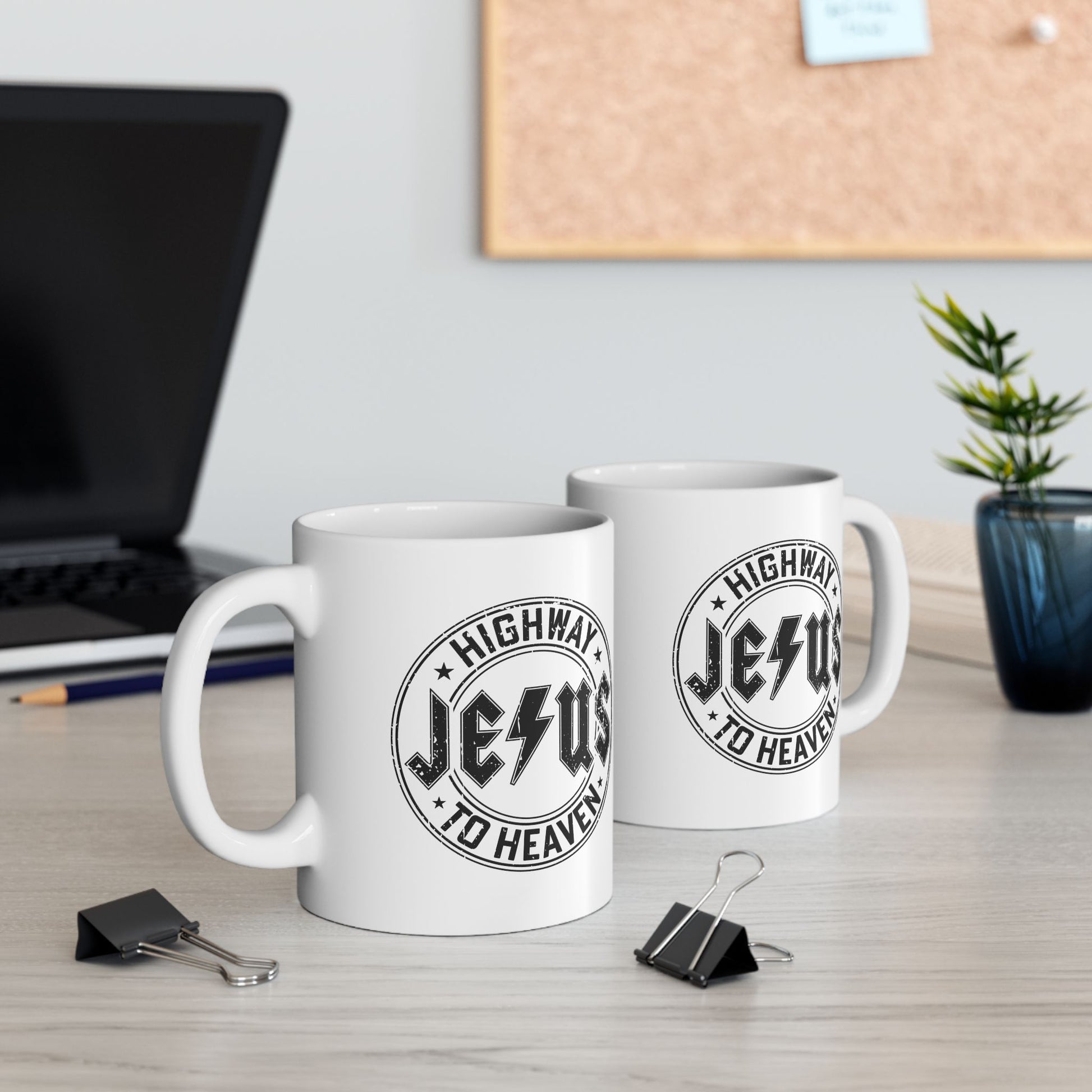 Religious Mug, Jesus Highway To Heaven, Christian Coffee Cup, Faith Ceramic Mug, Inspirational Tea Mug, Religious Gift Mug - Victory Thru Vision 