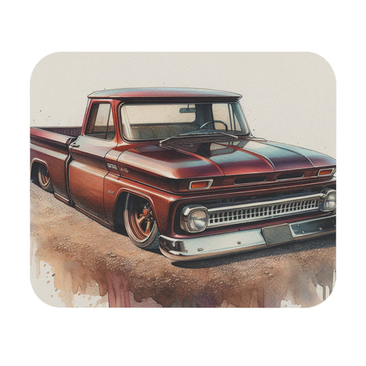 Lowered 1965 Chevy Truck Mouse Pad, Vintage Truck Mouse Mat, Classic Car Desk Pad, Retro Pickup Truck Office Decor - Victory Thru Vision 