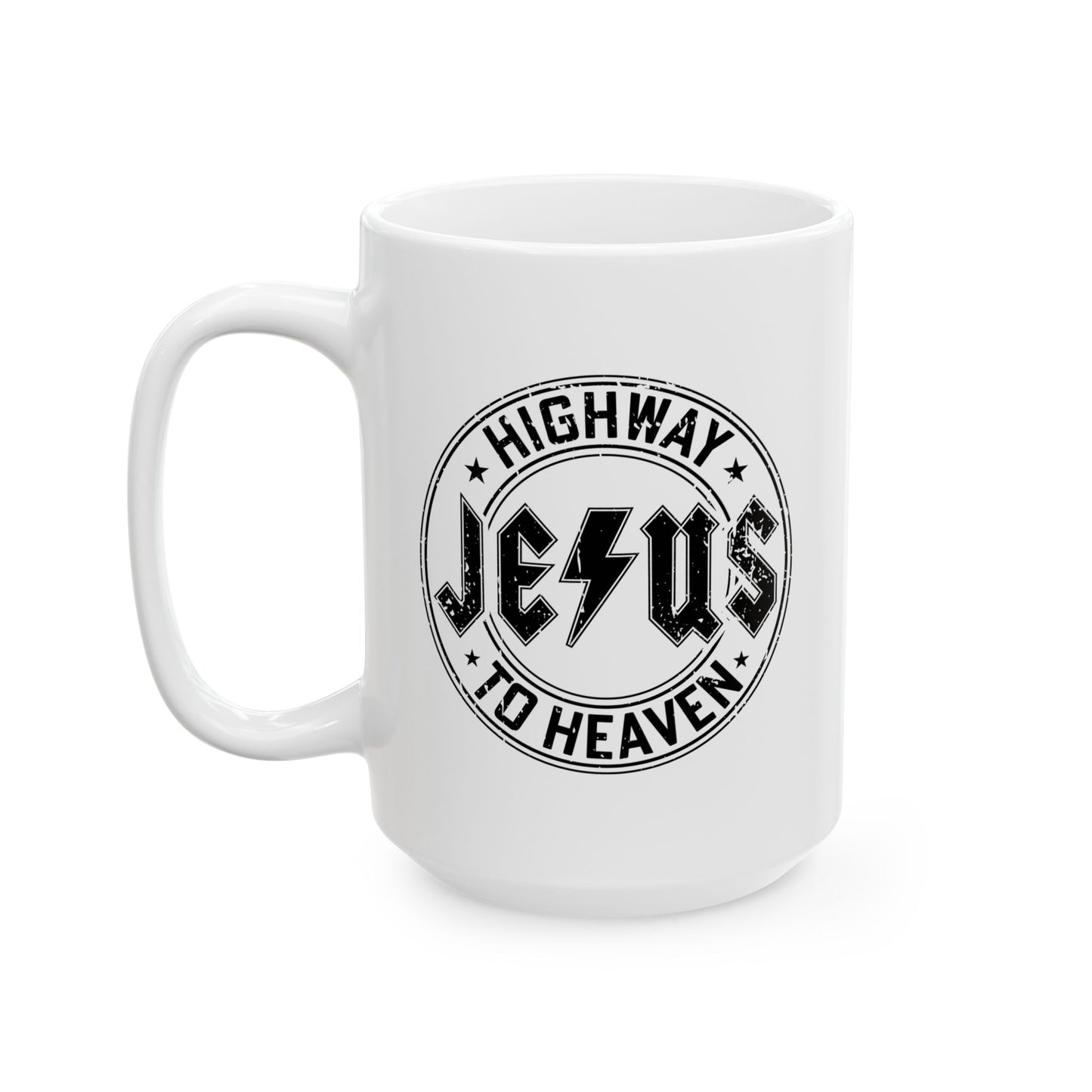 Religious Mug, Jesus Highway To Heaven, Christian Coffee Cup, Faith Ceramic Mug, Inspirational Tea Mug, Religious Gift Mug - Victory Thru Vision 