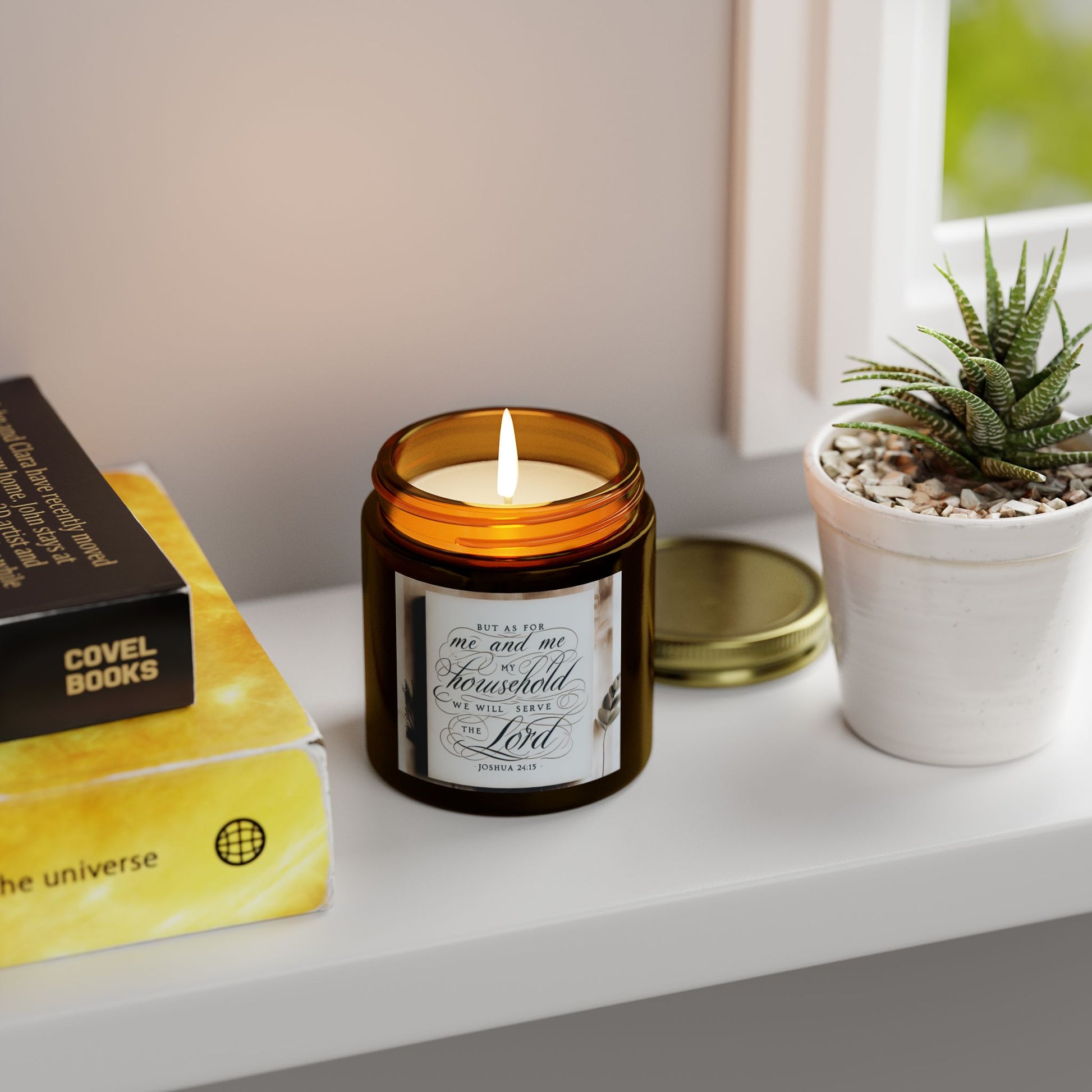 But As For Me and My House We Will Serve The Lord Scented Candles, Inspirational Quote Candle, Christian Home Decor, Religious Gift, John 24:15 Bible Verse Candle, Religious Candle - Victory Thru Vision 