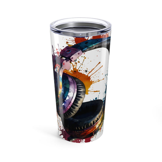 Headphones Design Tumbler 20oz, Music Lover Gift, Insulated Cup, Travel Mug, Stainless Steel, Gift for Audiophile, Musical