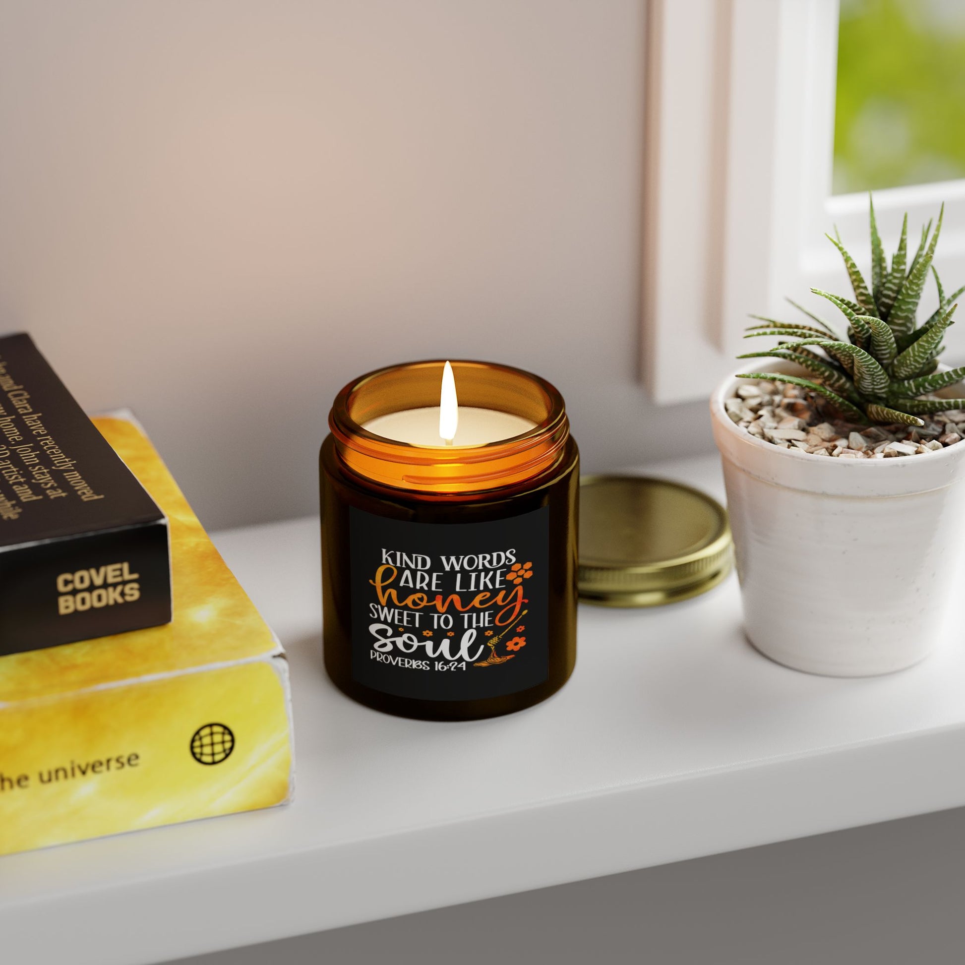 Kind Words Are Like Honey Sweet To The Soul Proverbs 24:15, Bible Verse,Scented Candle - Victory Thru Vision 