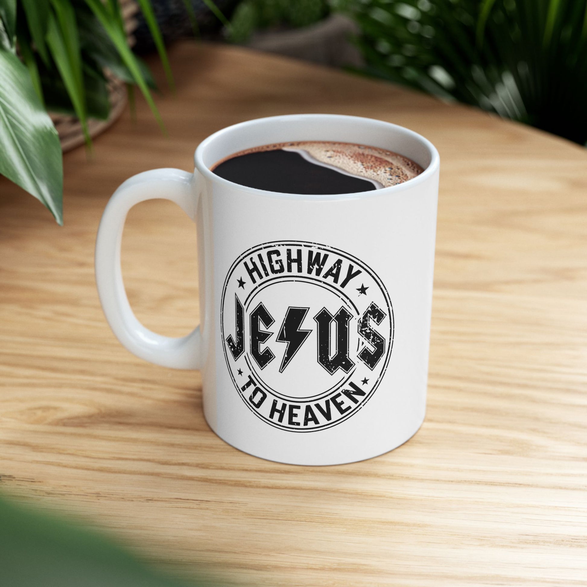 Religious Mug, Jesus Highway To Heaven, Christian Coffee Cup, Faith Ceramic Mug, Inspirational Tea Mug, Religious Gift Mug - Victory Thru Vision 