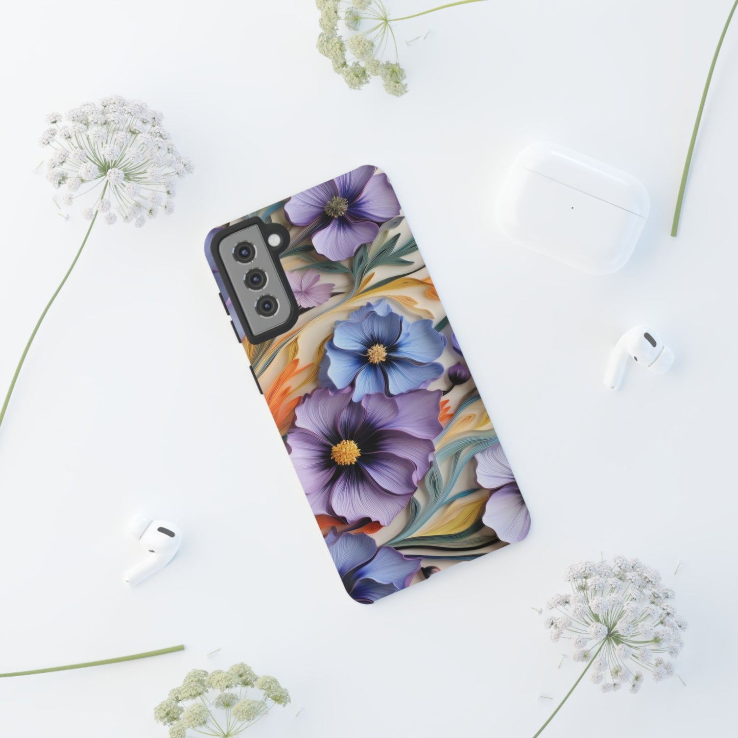 Tough Cases, Cosmos Flower Phone Cover, Floral Phone Case, Protective Phone Shell, Botanical Phone Skin, Flower Pattern