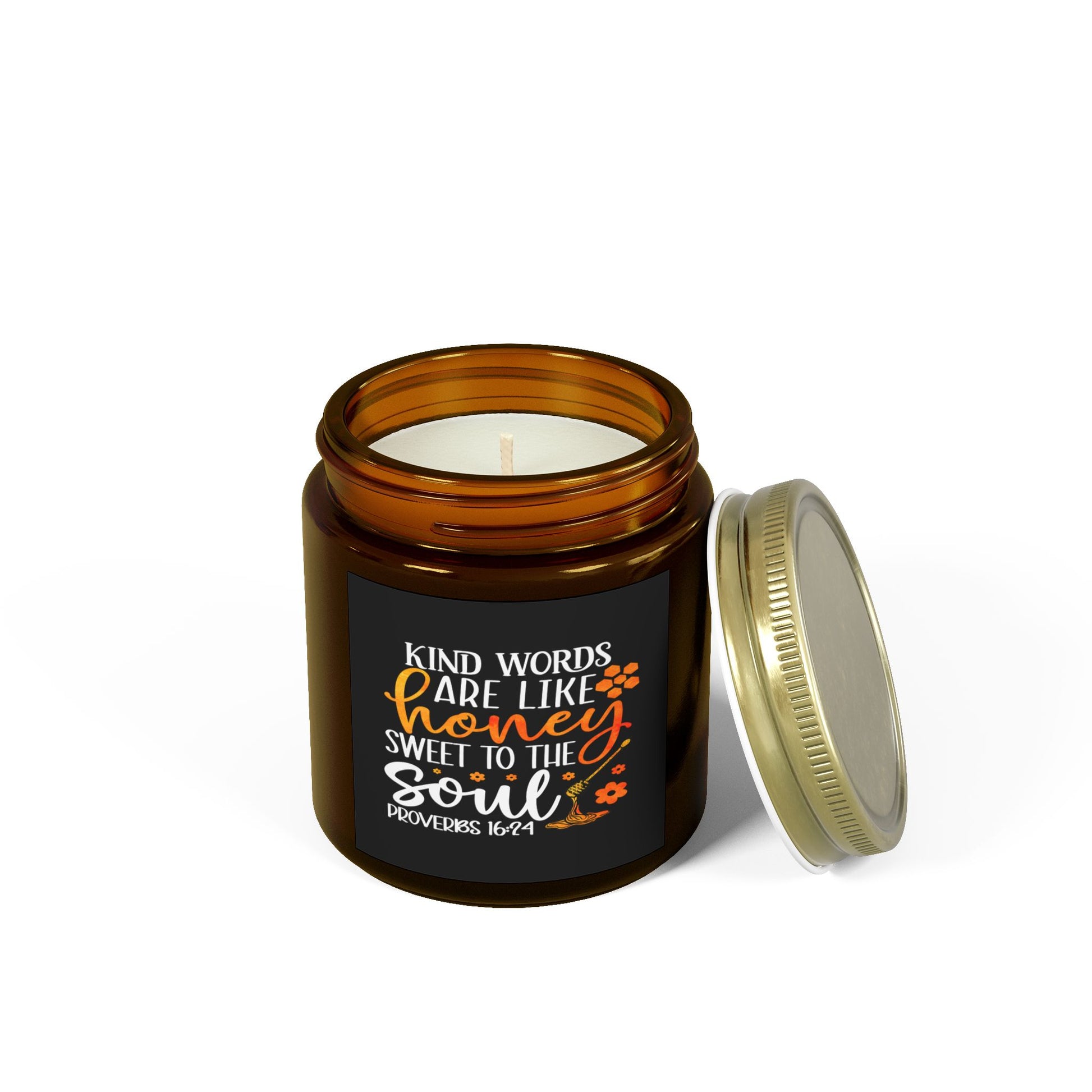 Kind Words Are Like Honey Sweet To The Soul Proverbs 24:15, Bible Verse,Scented Candle - Victory Thru Vision 