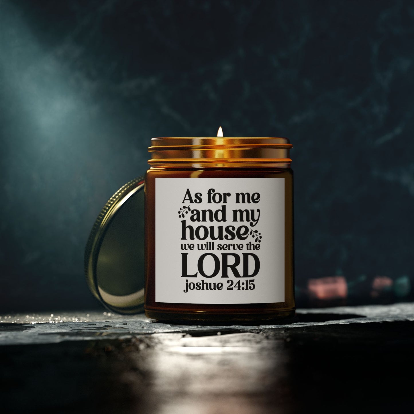 As For Me And My House We Will Serve The Lord Joshua 24:15, Coconut Apricot Wax, Bible Verse Scented Candle - Victory Thru Vision 