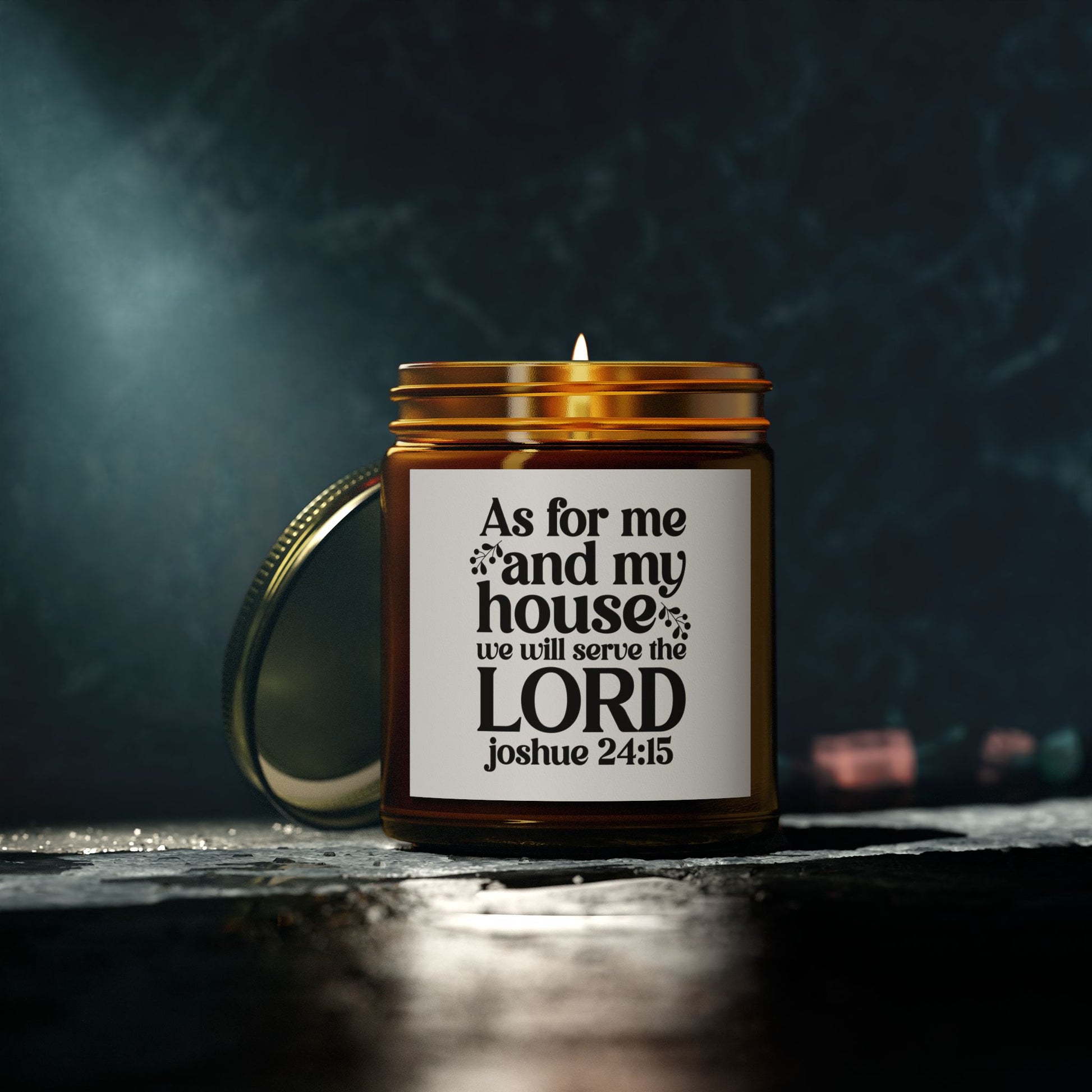 As For Me And My House We Will Serve The Lord Joshua 24:15, Coconut Apricot Wax, Bible Verse Scented Candle - Victory Thru Vision 