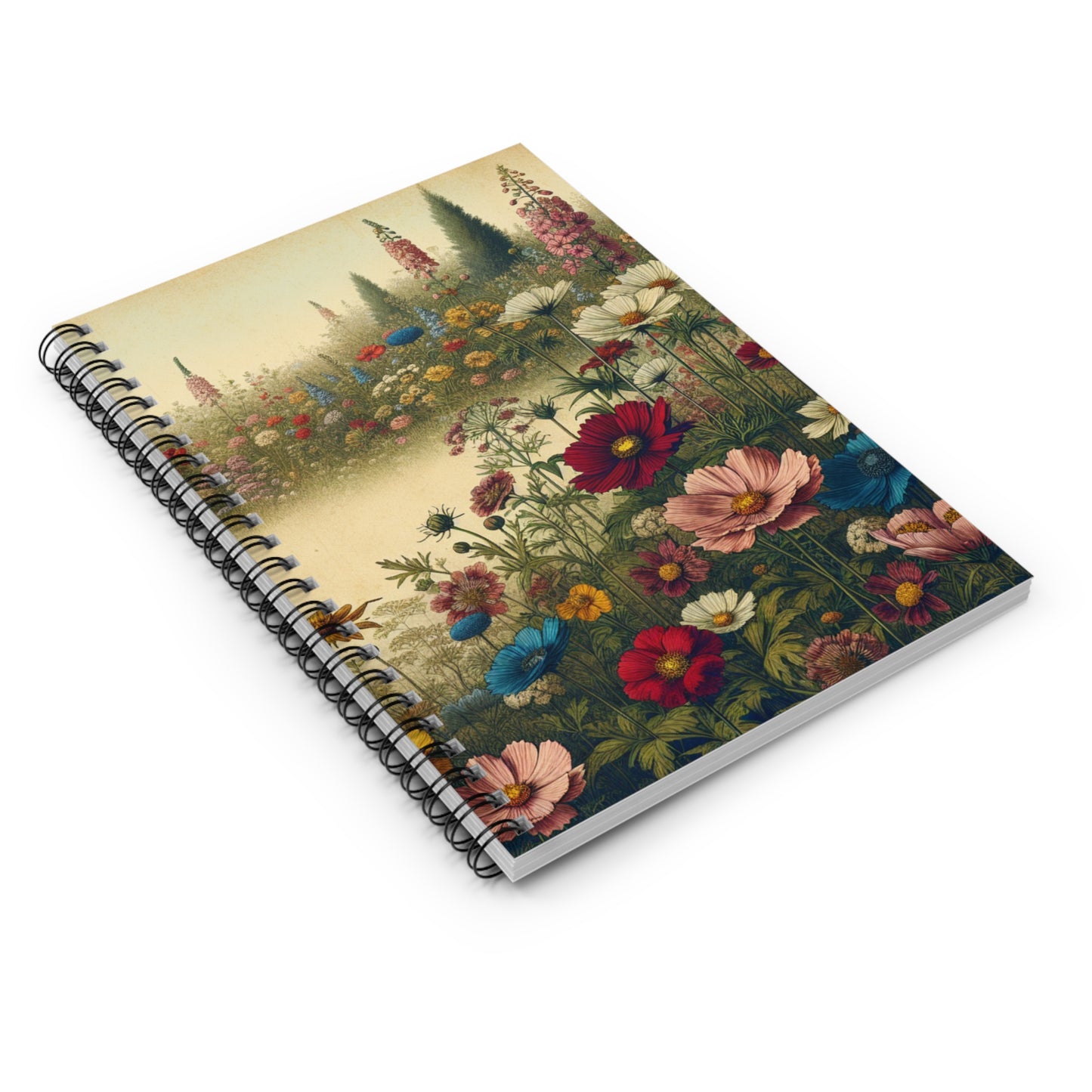 Wildflower Spiral Notebook, Floral Journal, College Ruled Notepad, Botanical Diary, Nature Lover Gift, Stationery - Victory Thru Vision 